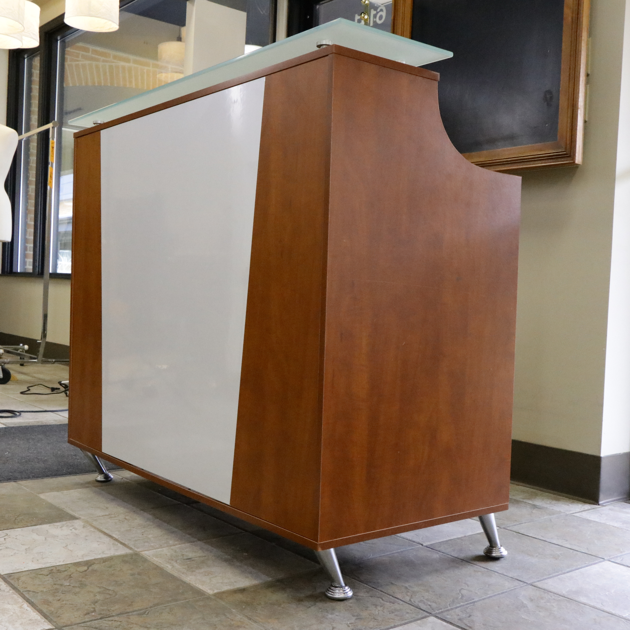 Contemporary Commercial Reception Desk with Glass Reception Desk