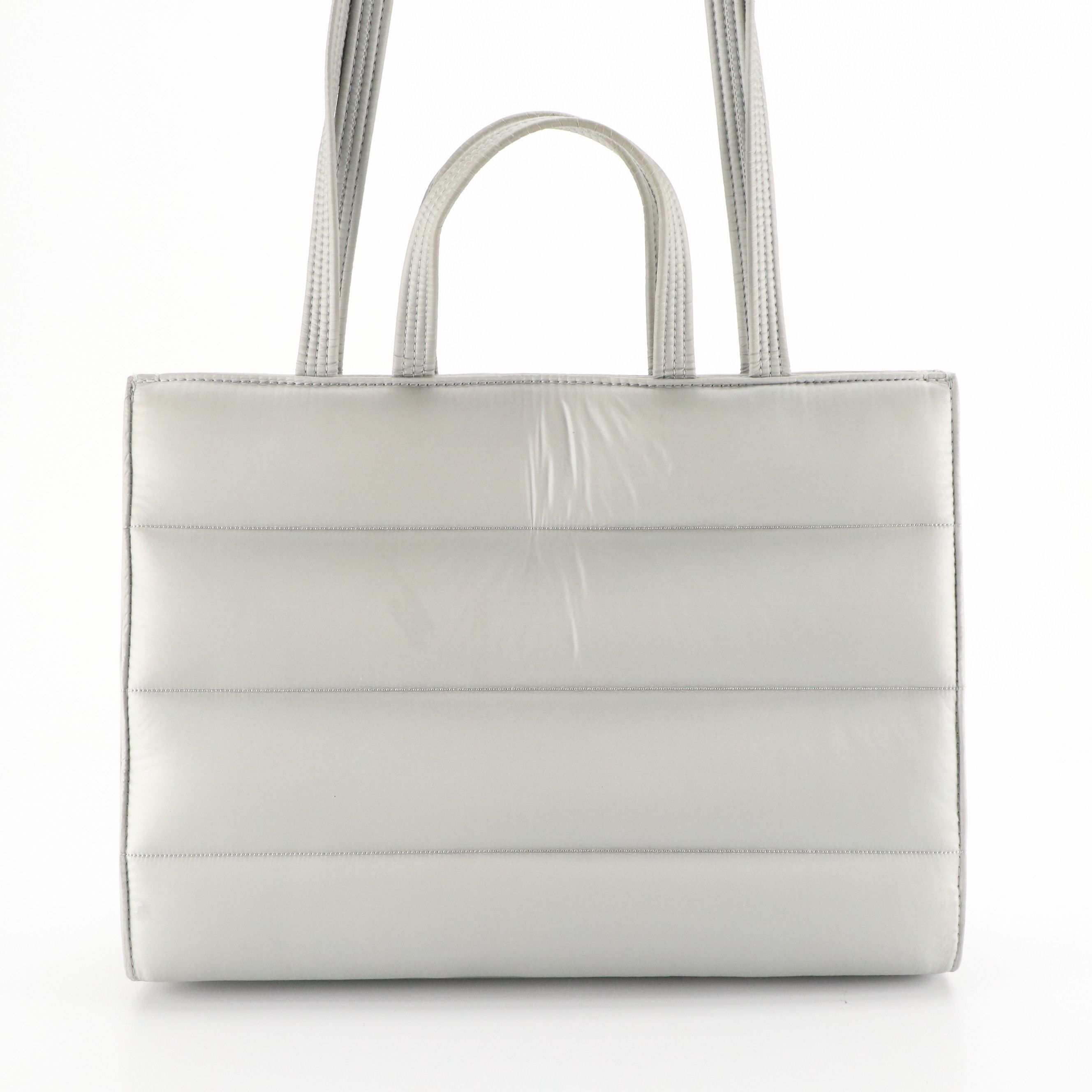 Telfar Medium Puff Shopper Bag in Silver Quilted Nylon