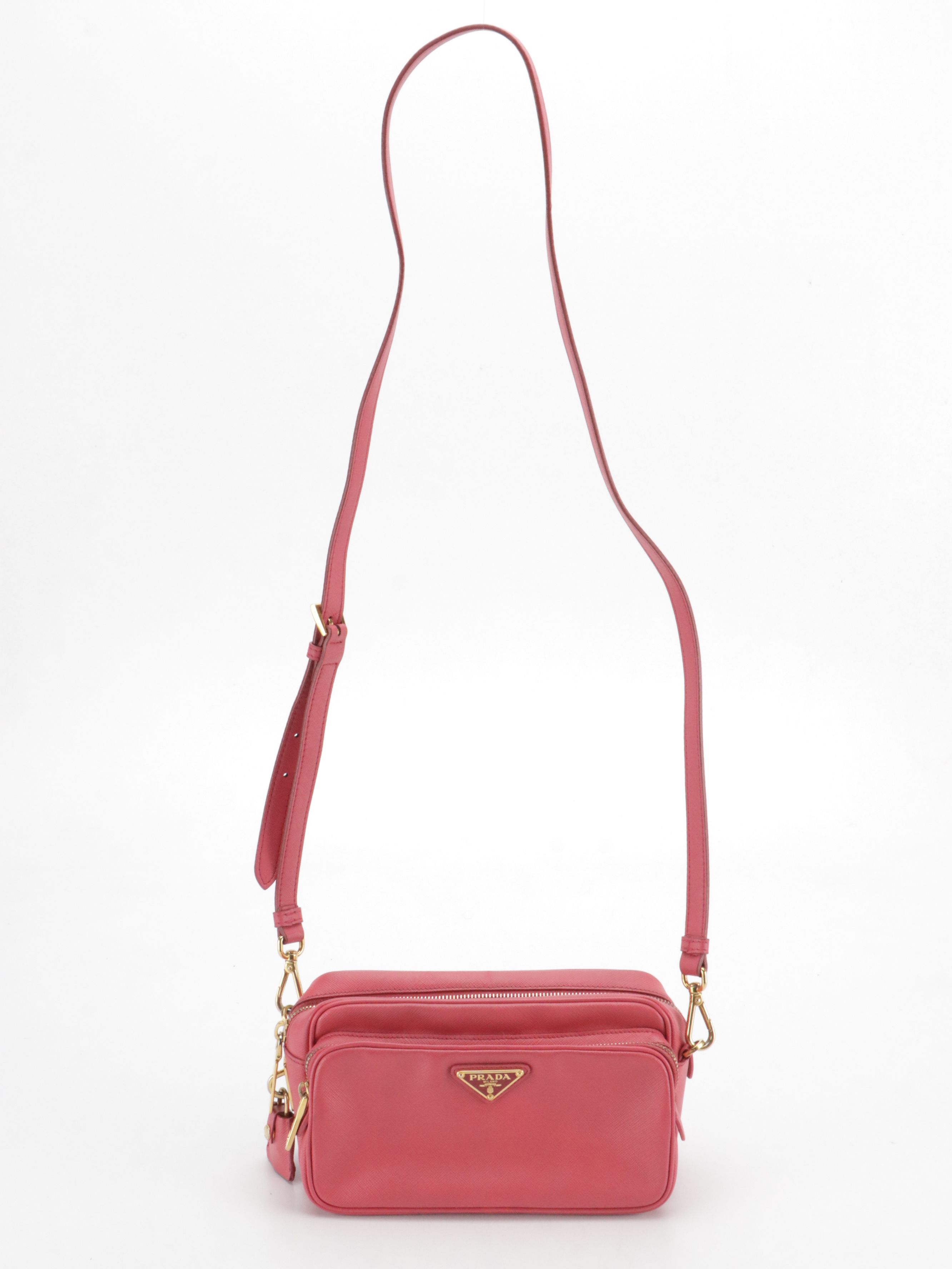 Prada Crossbody Bag in Watermelon Pink Saffiano Leather