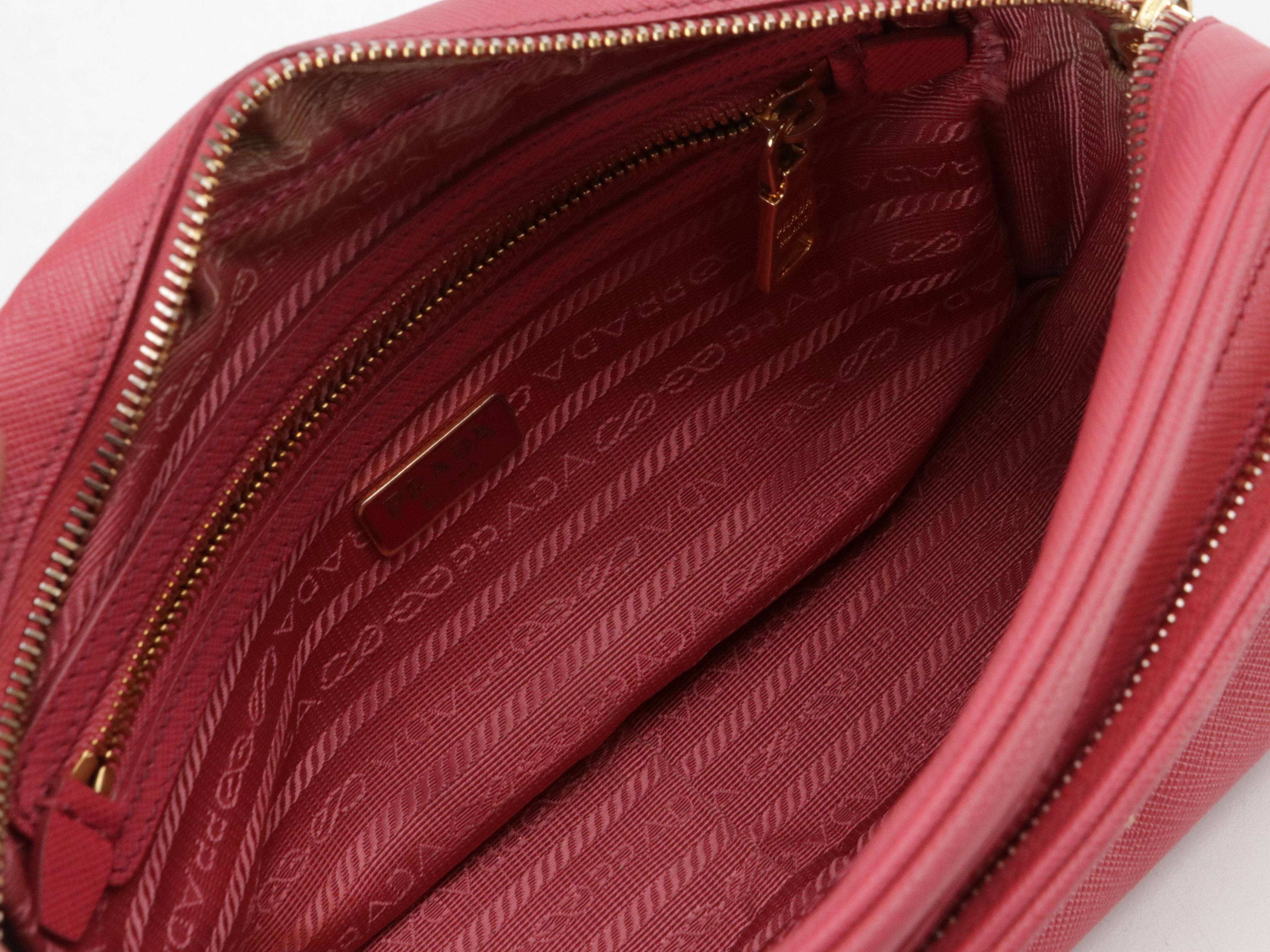 Prada Crossbody Bag in Watermelon Pink Saffiano Leather