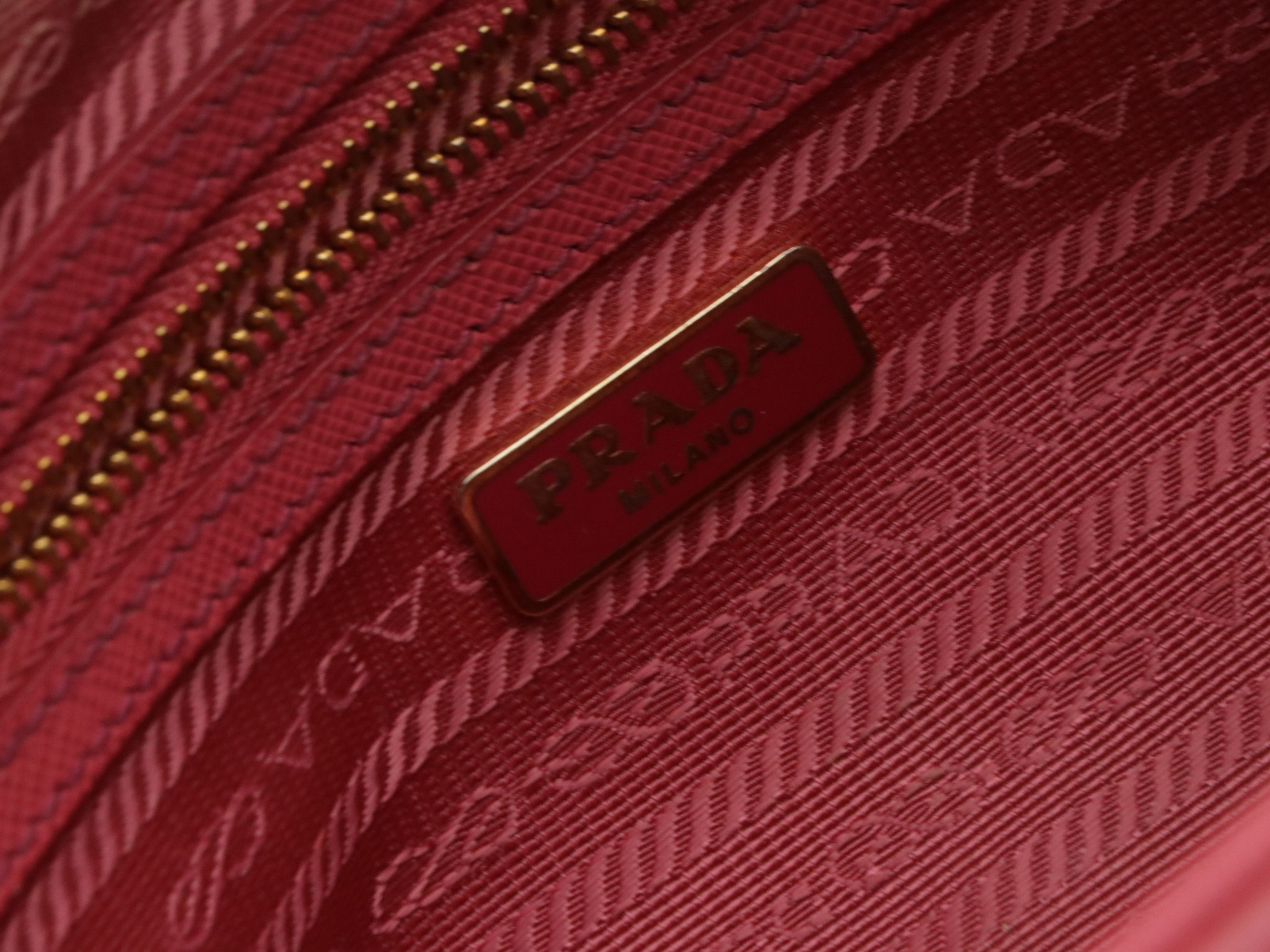 Prada Crossbody Bag in Watermelon Pink Saffiano Leather