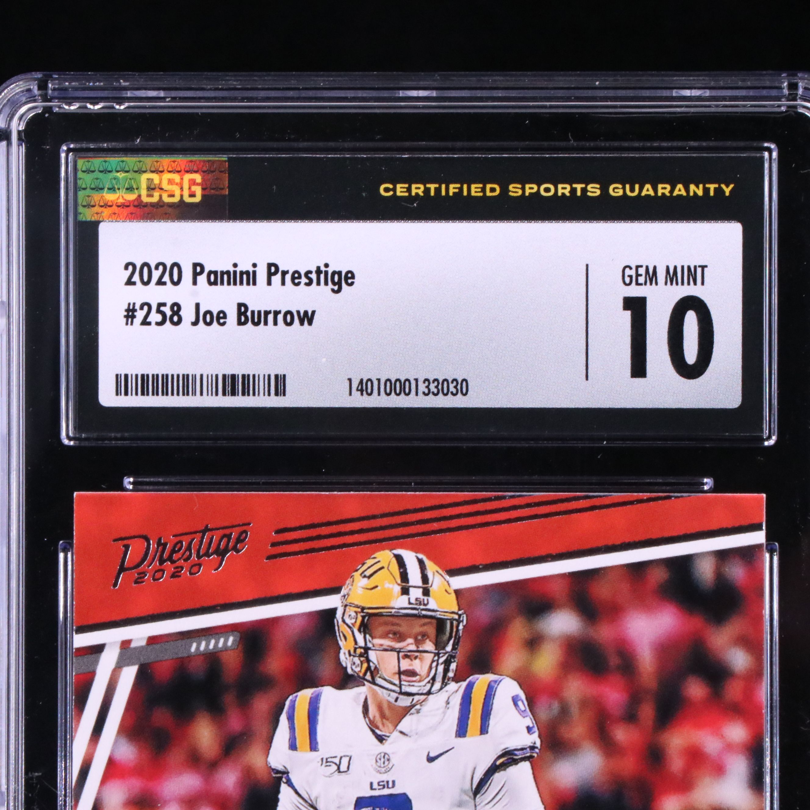 2020 Prestige Joe Burrow Cincinnati Bengals Rookie Football Card Graded CSG 10