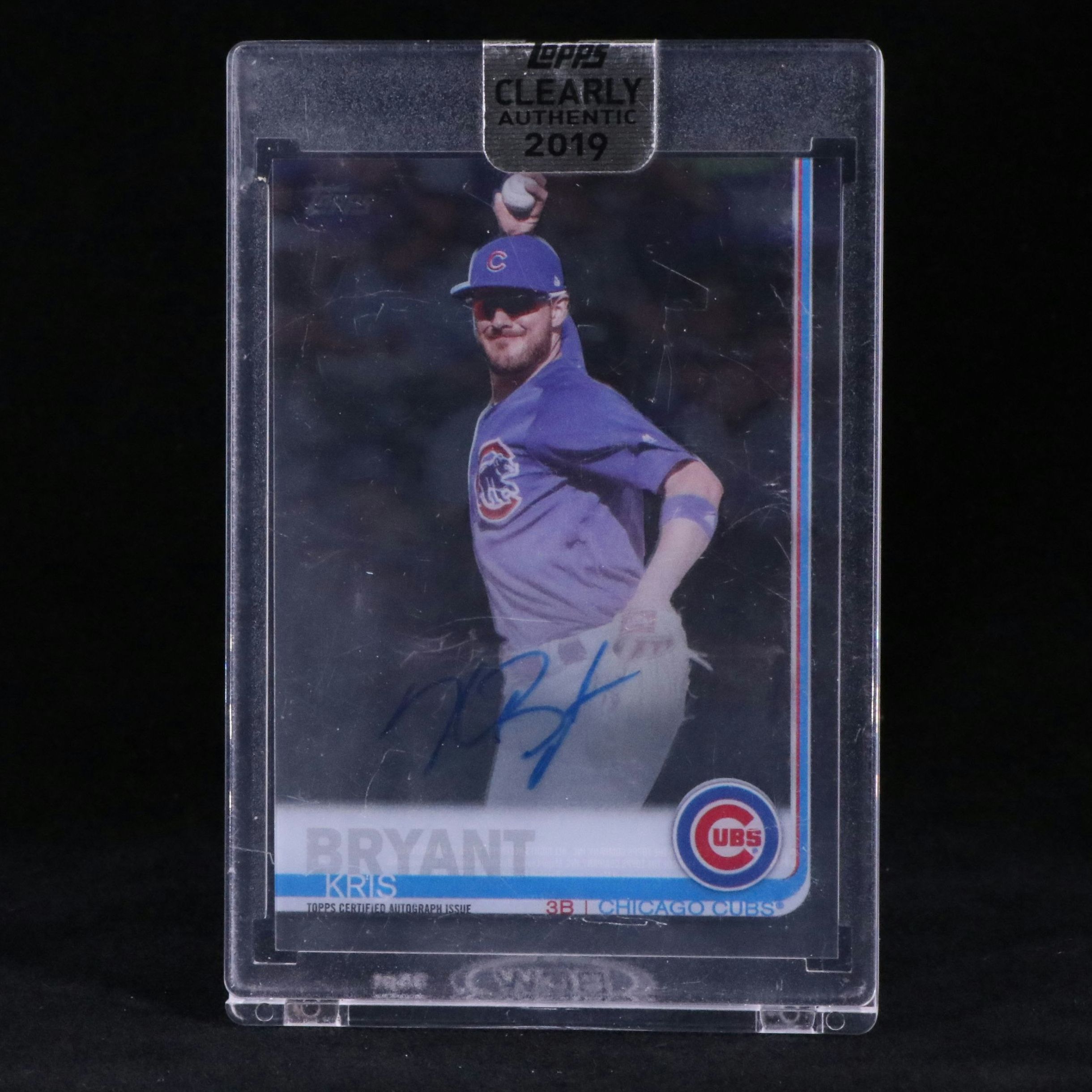 2019 Topps Clearly Authentic Kris Bryant Chicago Cubs Signed Baseball Card