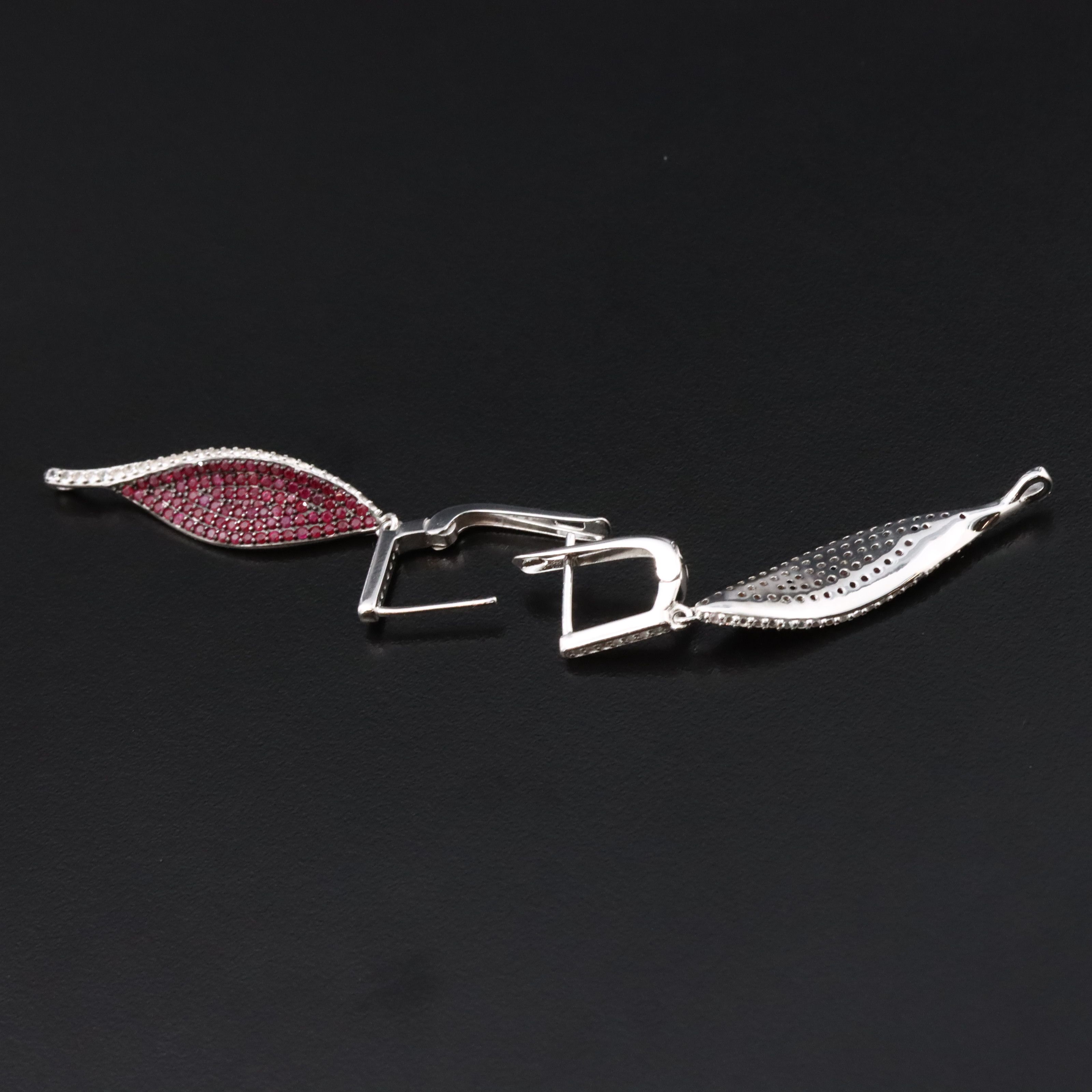 Sterling Ruby and White Sapphire Drop Earrings