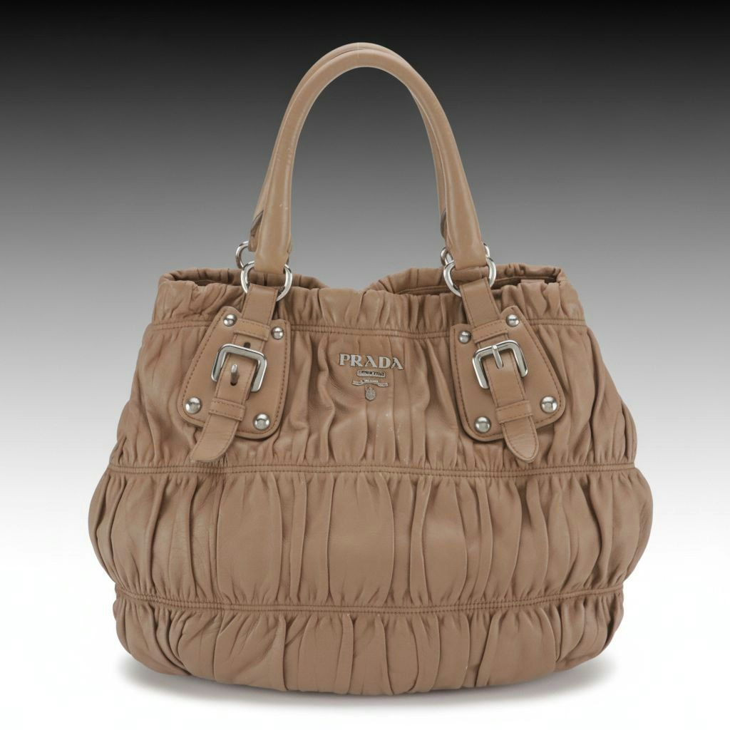 Prada Two-Way Tote Bag in Mocha Brown Gaufré Lambskin Leather