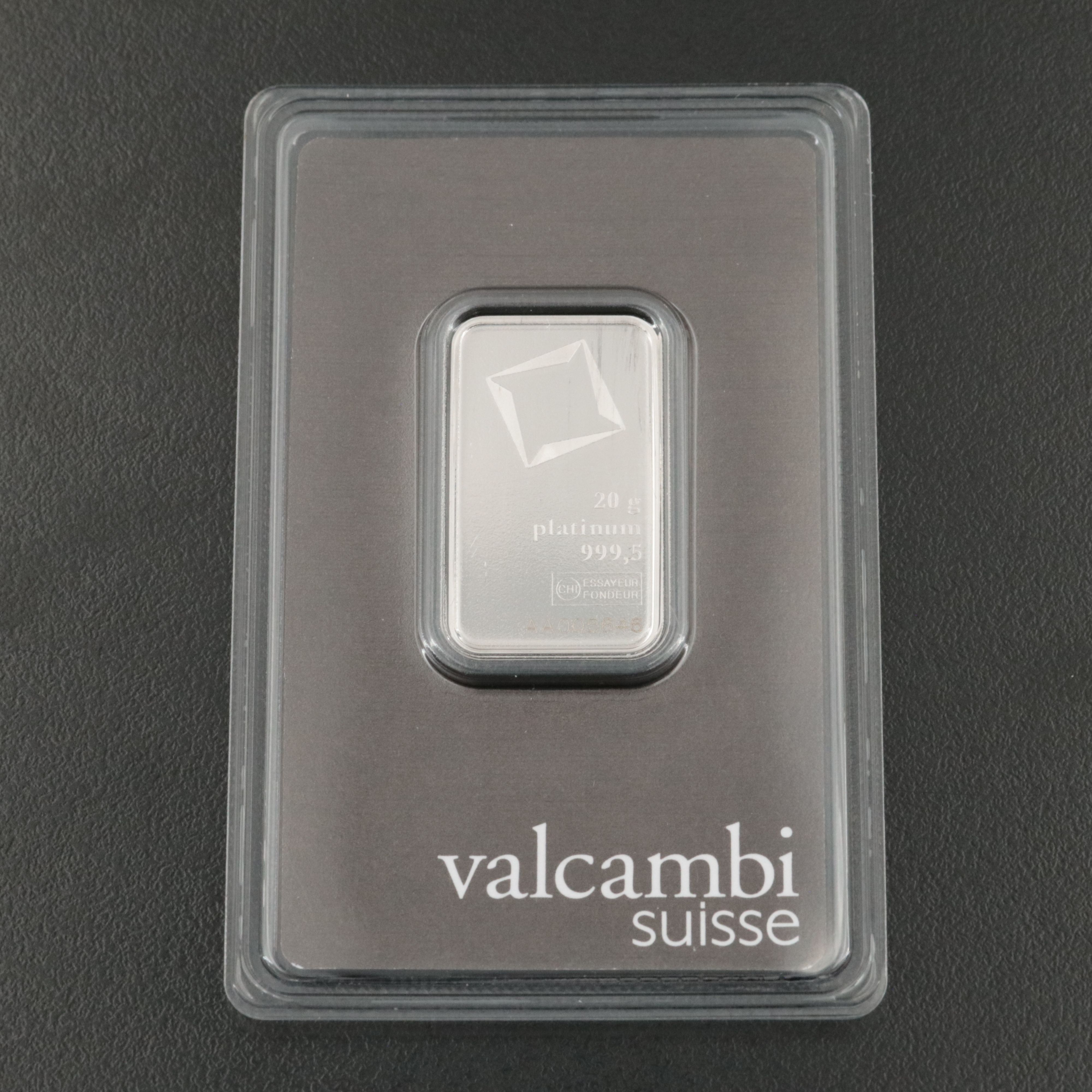 Valcambi Suisse Twenty Gram .9995 Platinum Bar