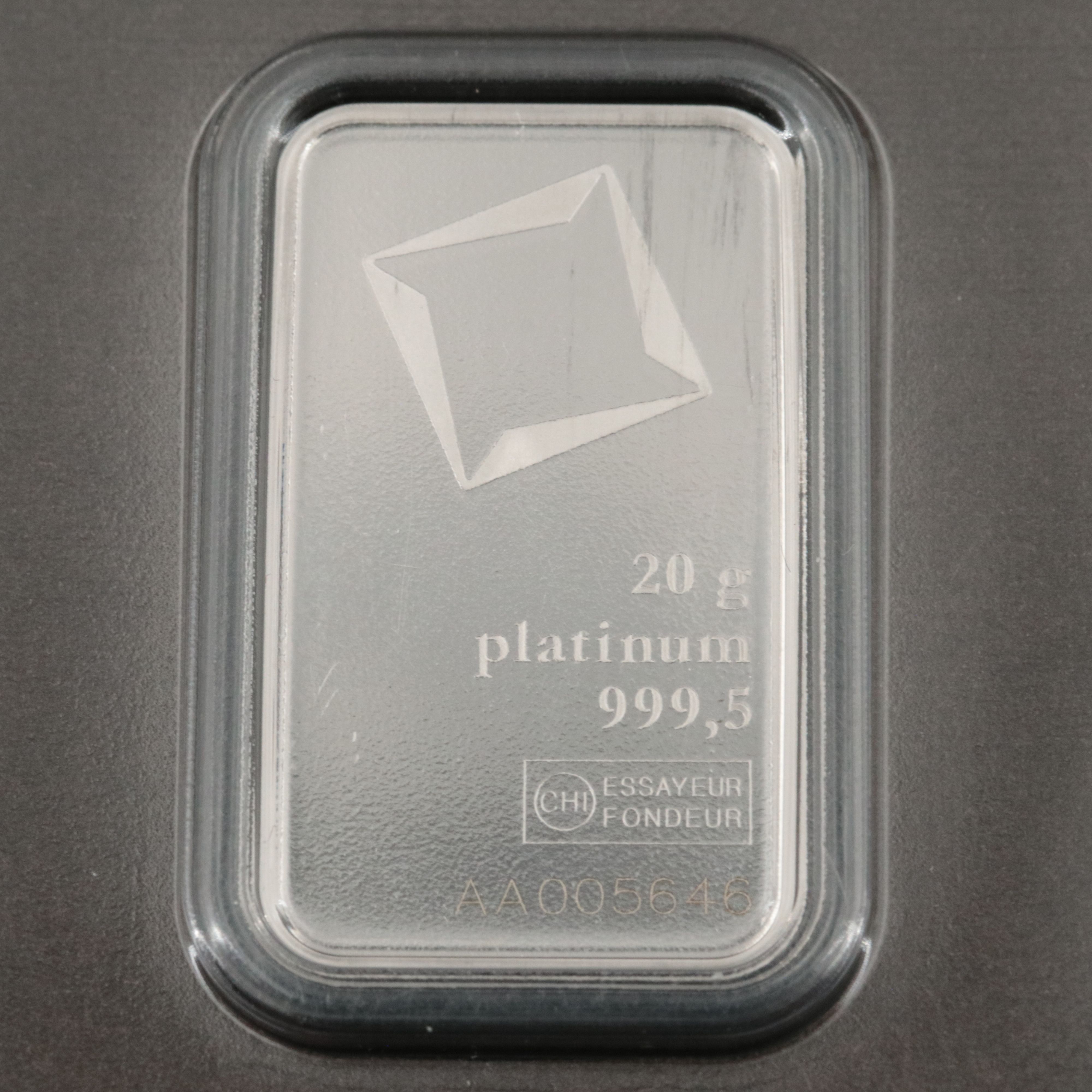 Valcambi Suisse Twenty Gram .9995 Platinum Bar