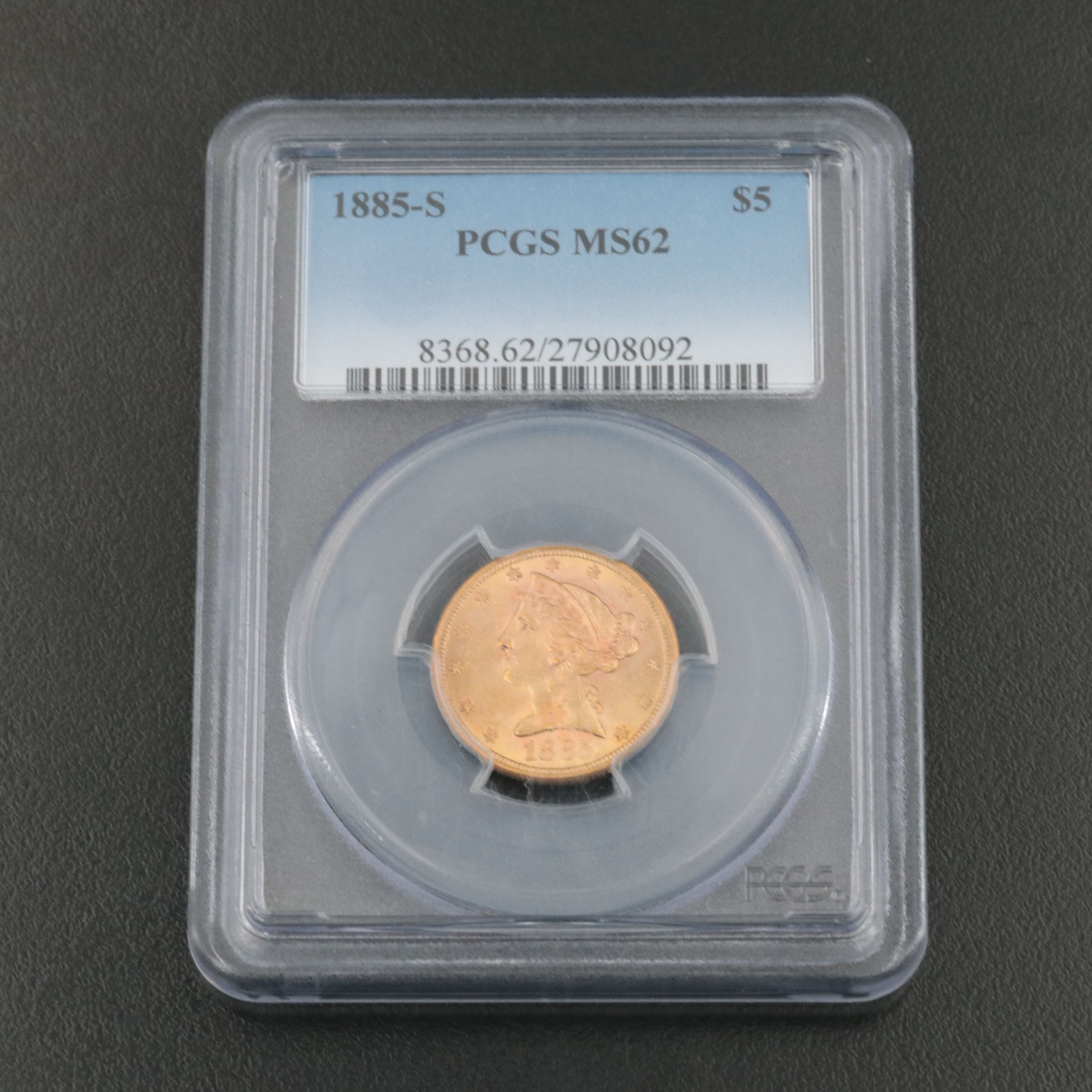 PCGS MS62 1885-S Liberty Head $5 Gold Coin