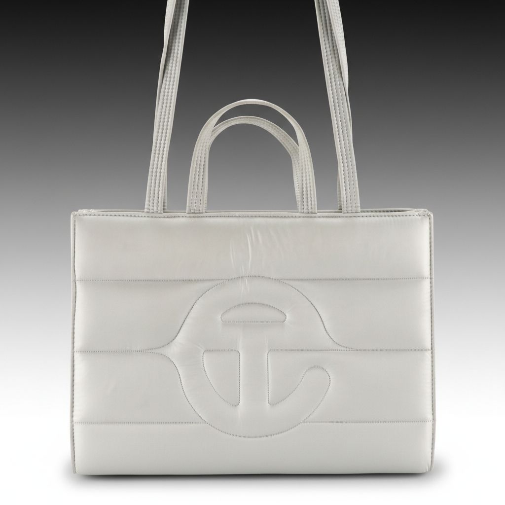 Telfar Medium Puff Shopper Bag in Silver Quilted Nylon