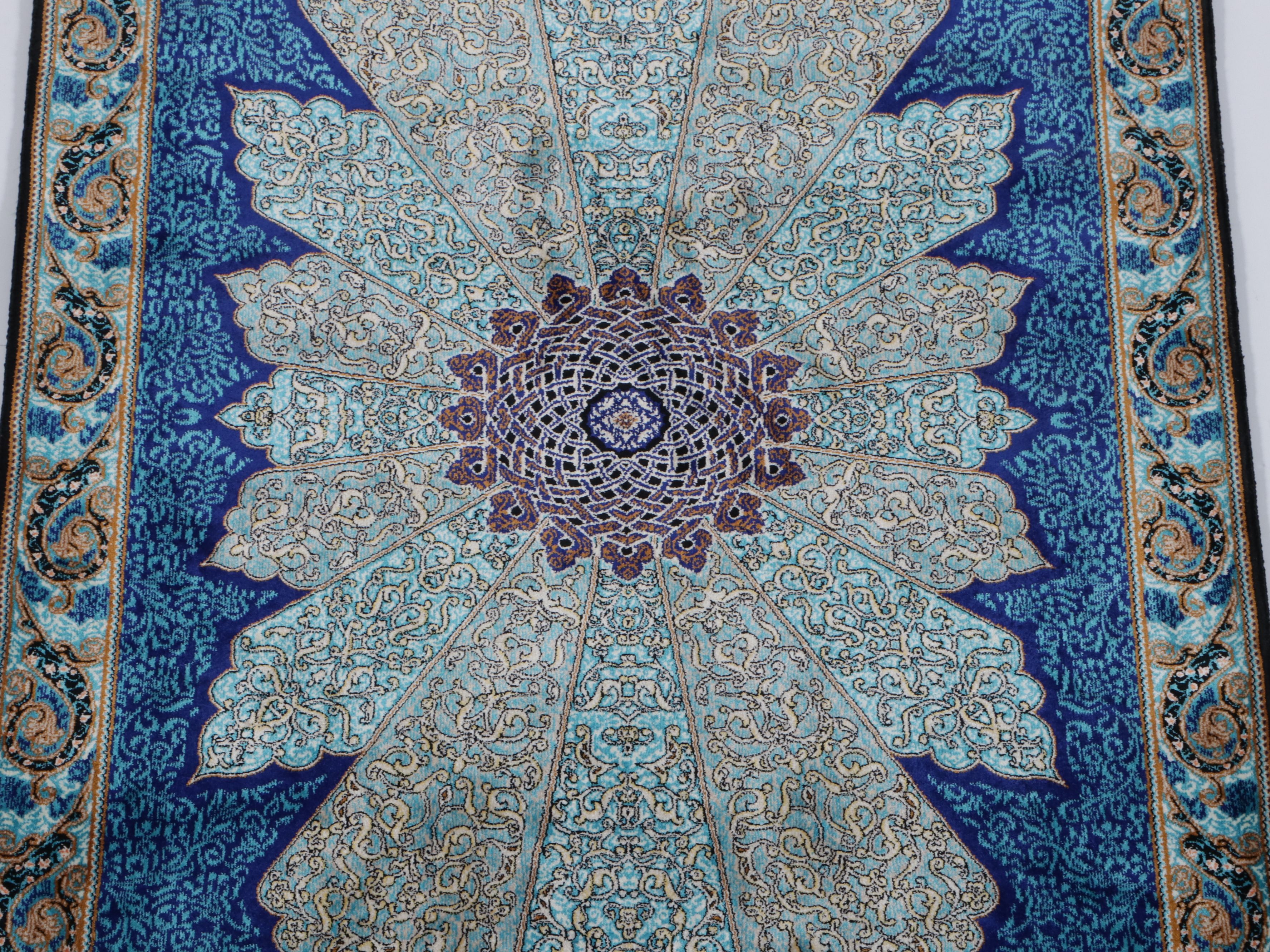 2' x 6'5 Hand-Knotted Persian Qom Silk Carpet Runner