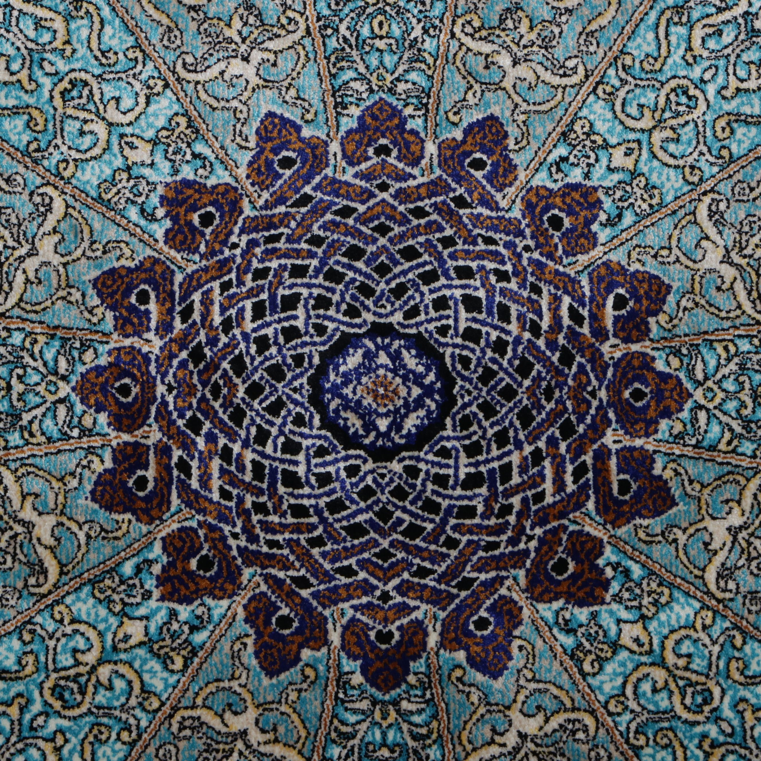 2' x 6'5 Hand-Knotted Persian Qom Silk Carpet Runner