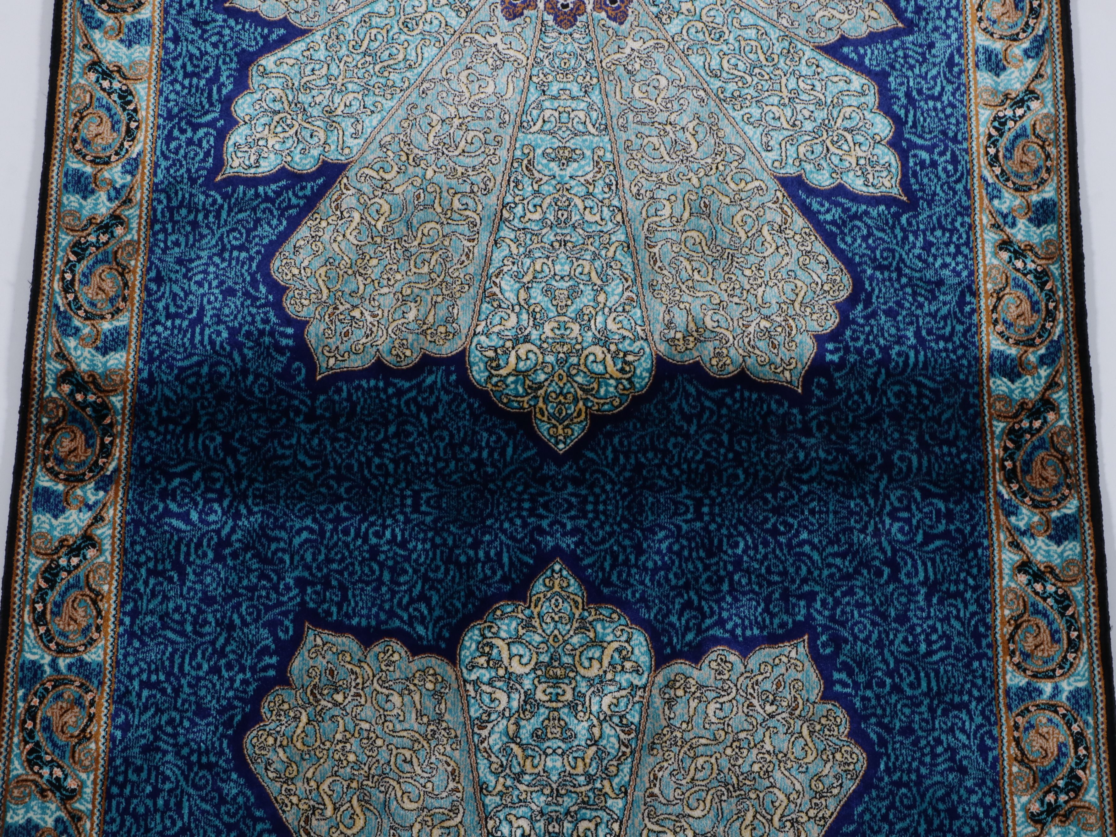 2' x 6'5 Hand-Knotted Persian Qom Silk Carpet Runner