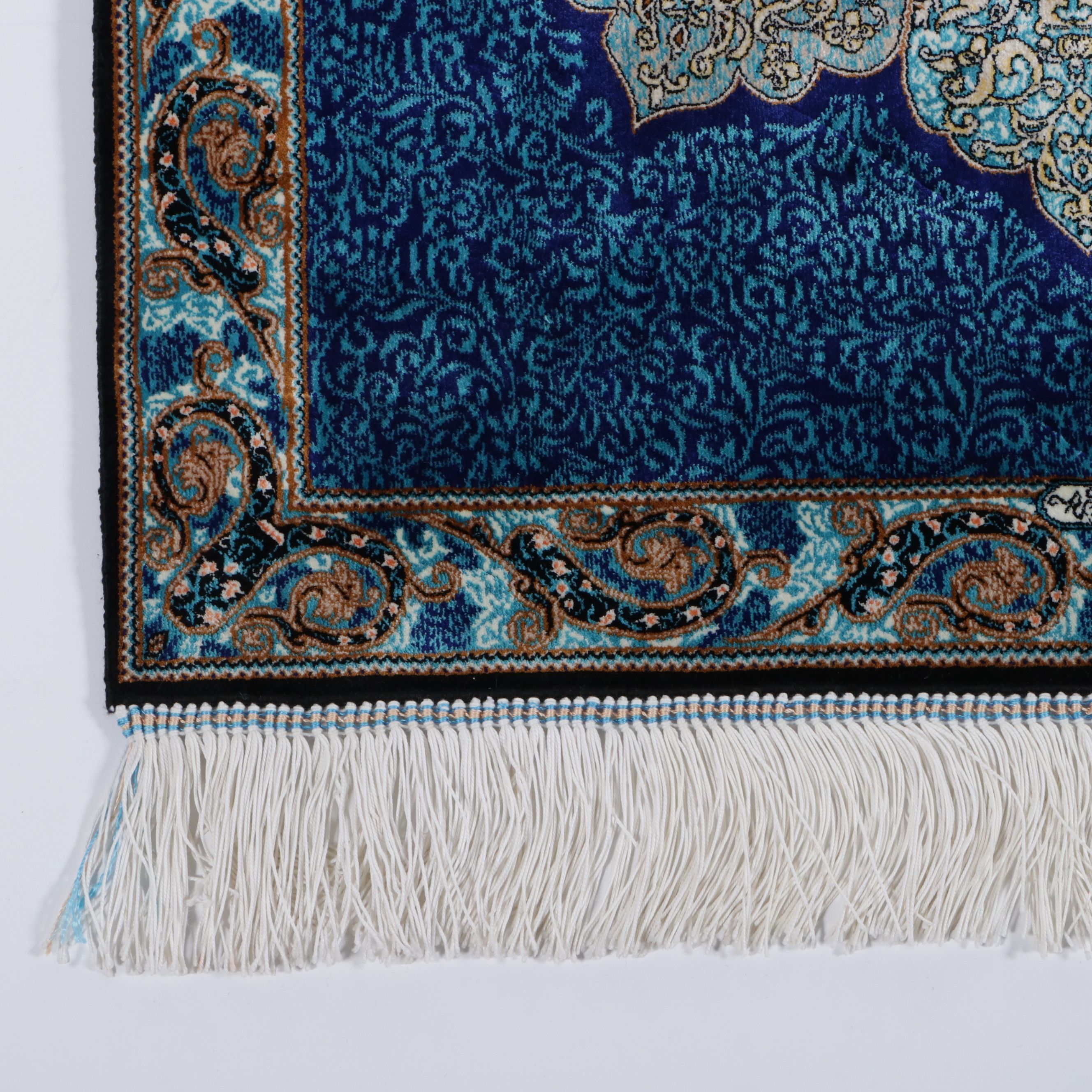 2' x 6'5 Hand-Knotted Persian Qom Silk Carpet Runner