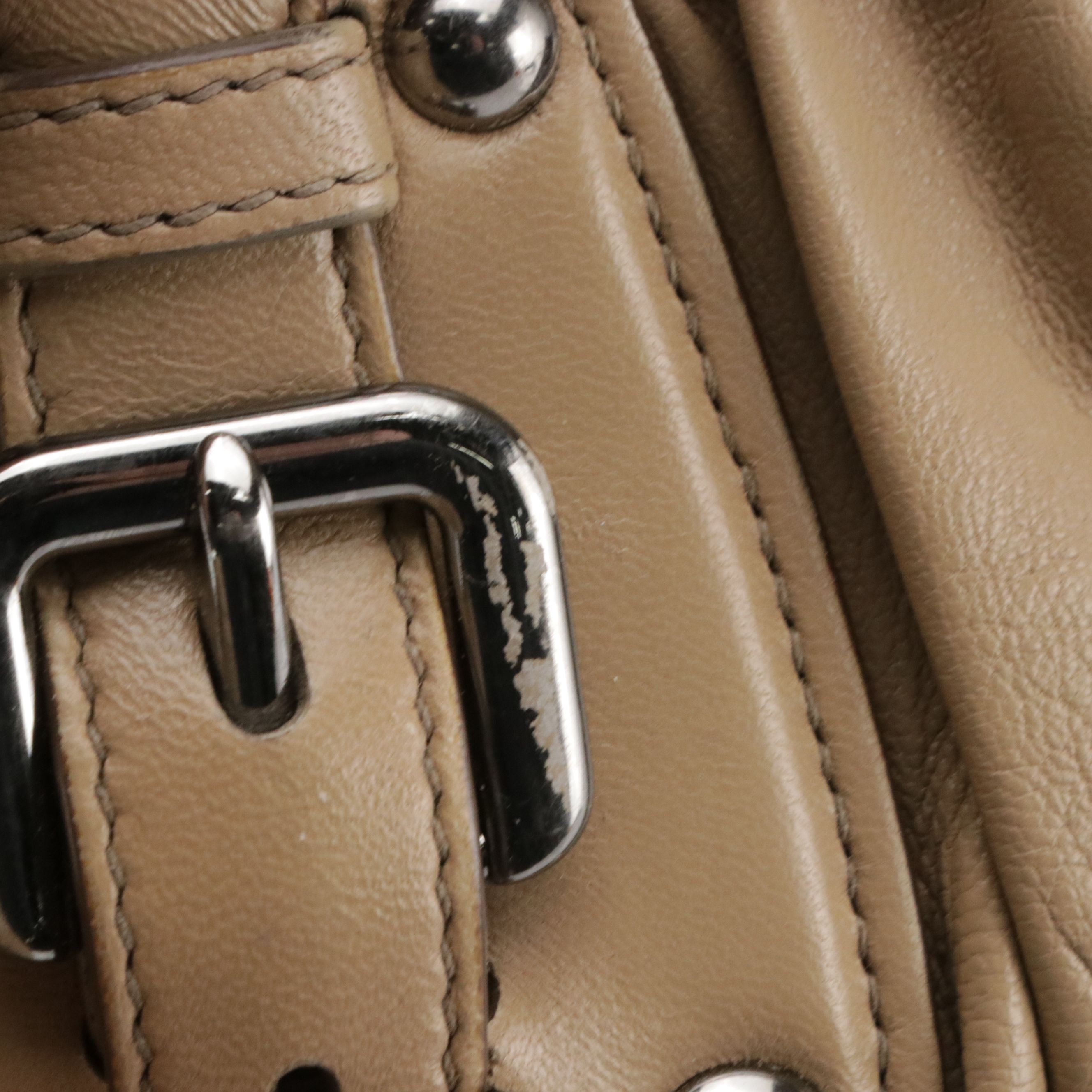 Prada Two-Way Tote Bag in Beige Gauffré Lambskin Leather