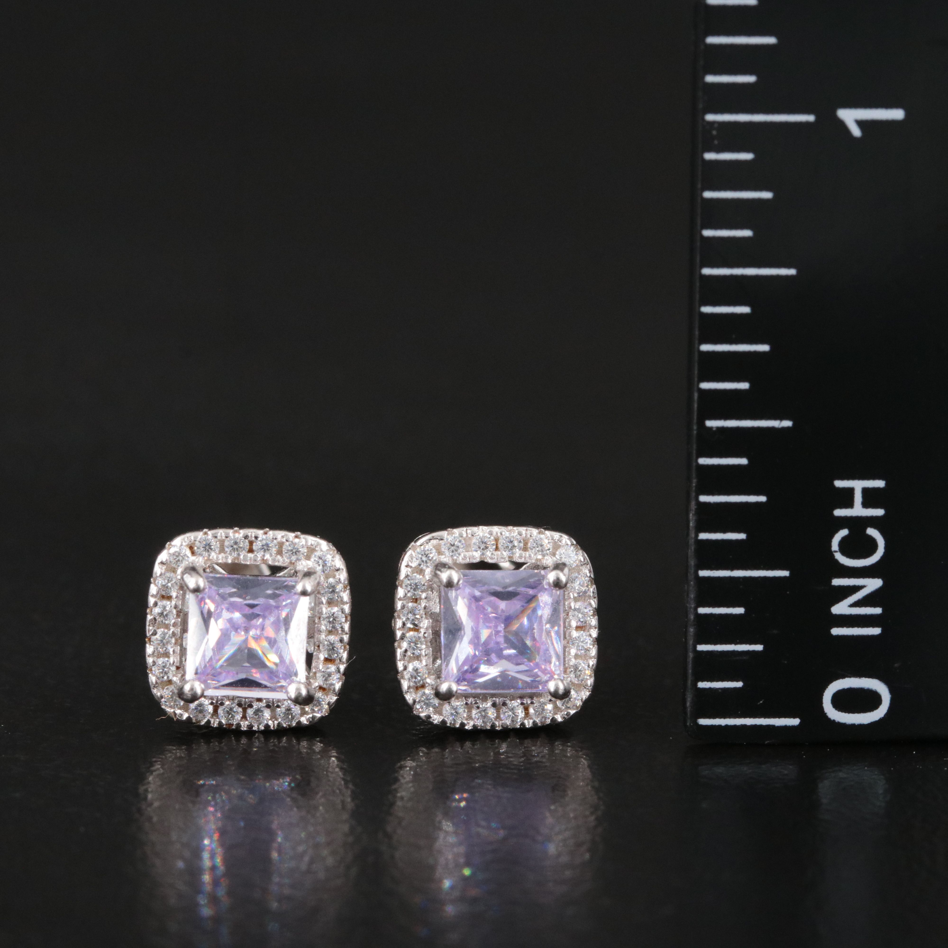 Sterling CZ Halo Stud Earring