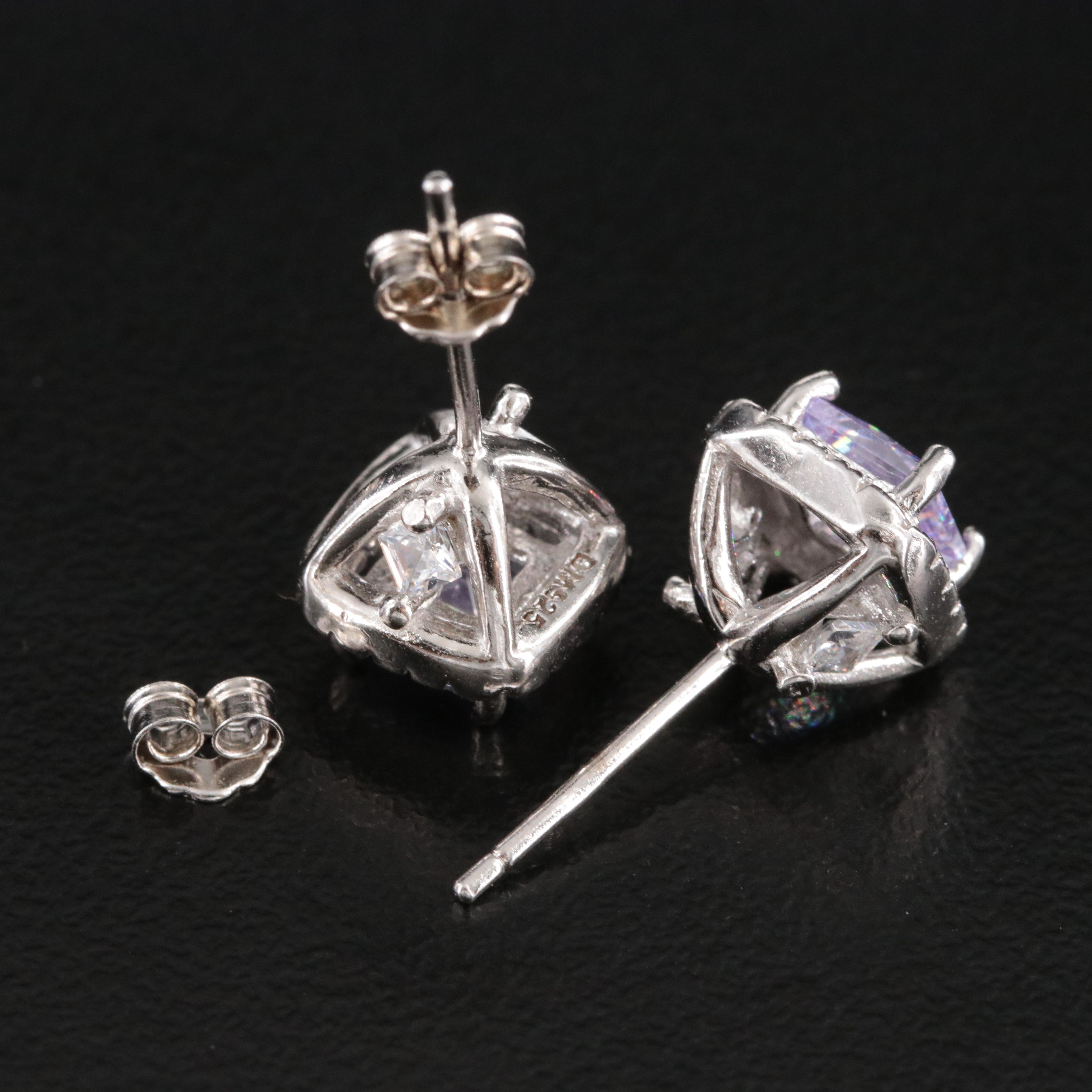 Sterling CZ Halo Stud Earring