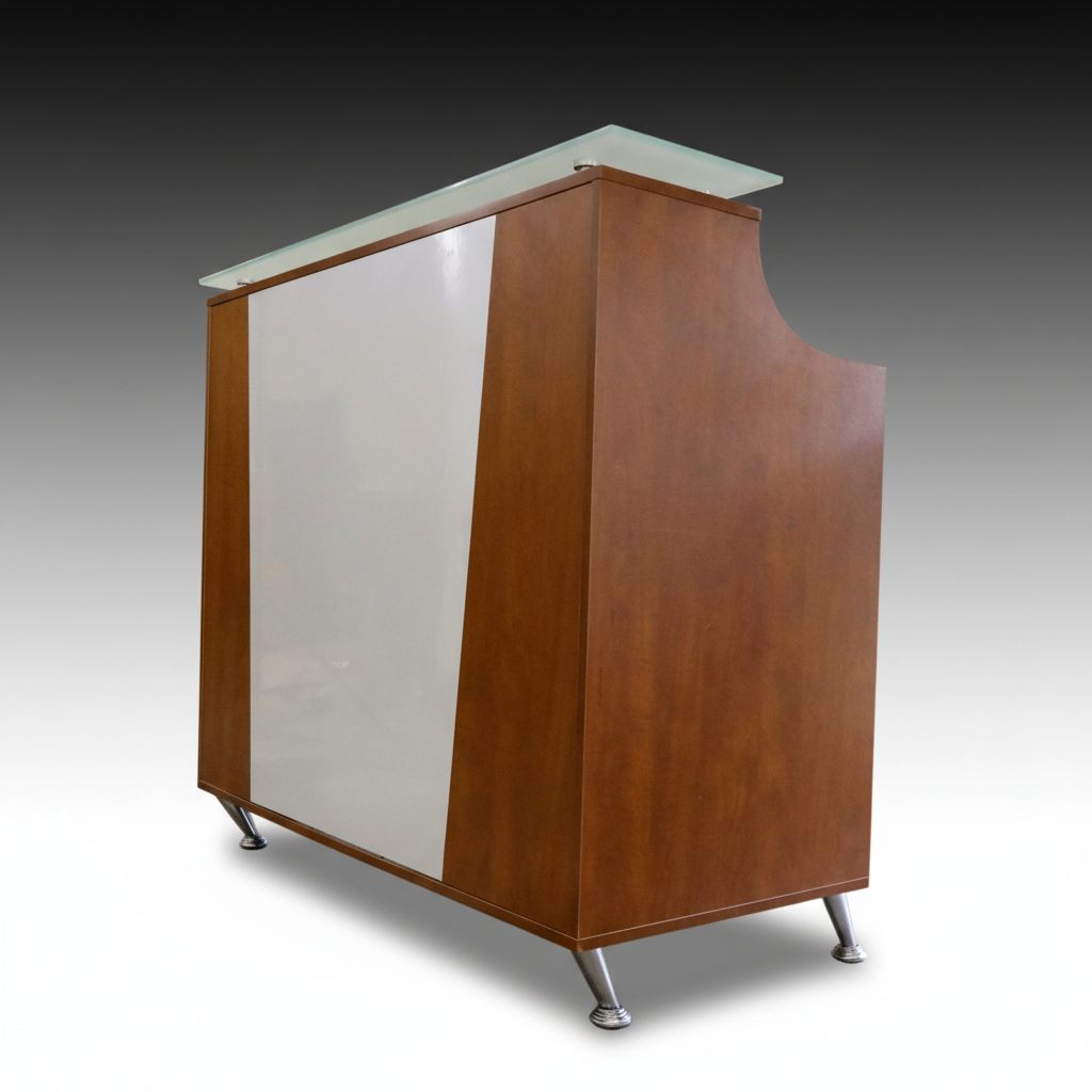 Contemporary Commercial Reception Desk with Glass Reception Desk