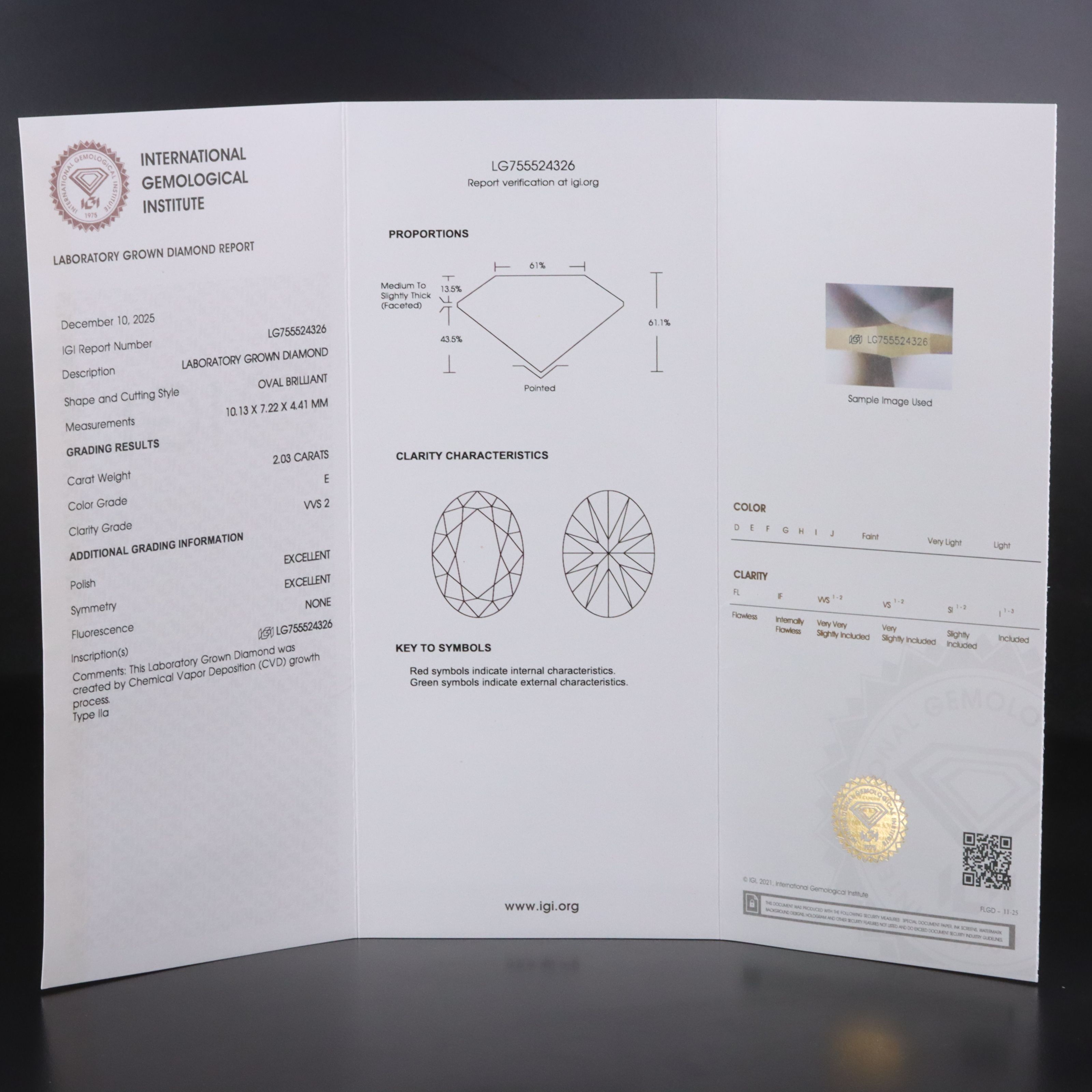 Platinum 2.03 CT Lab Grown Diamond Ring with IGI Report