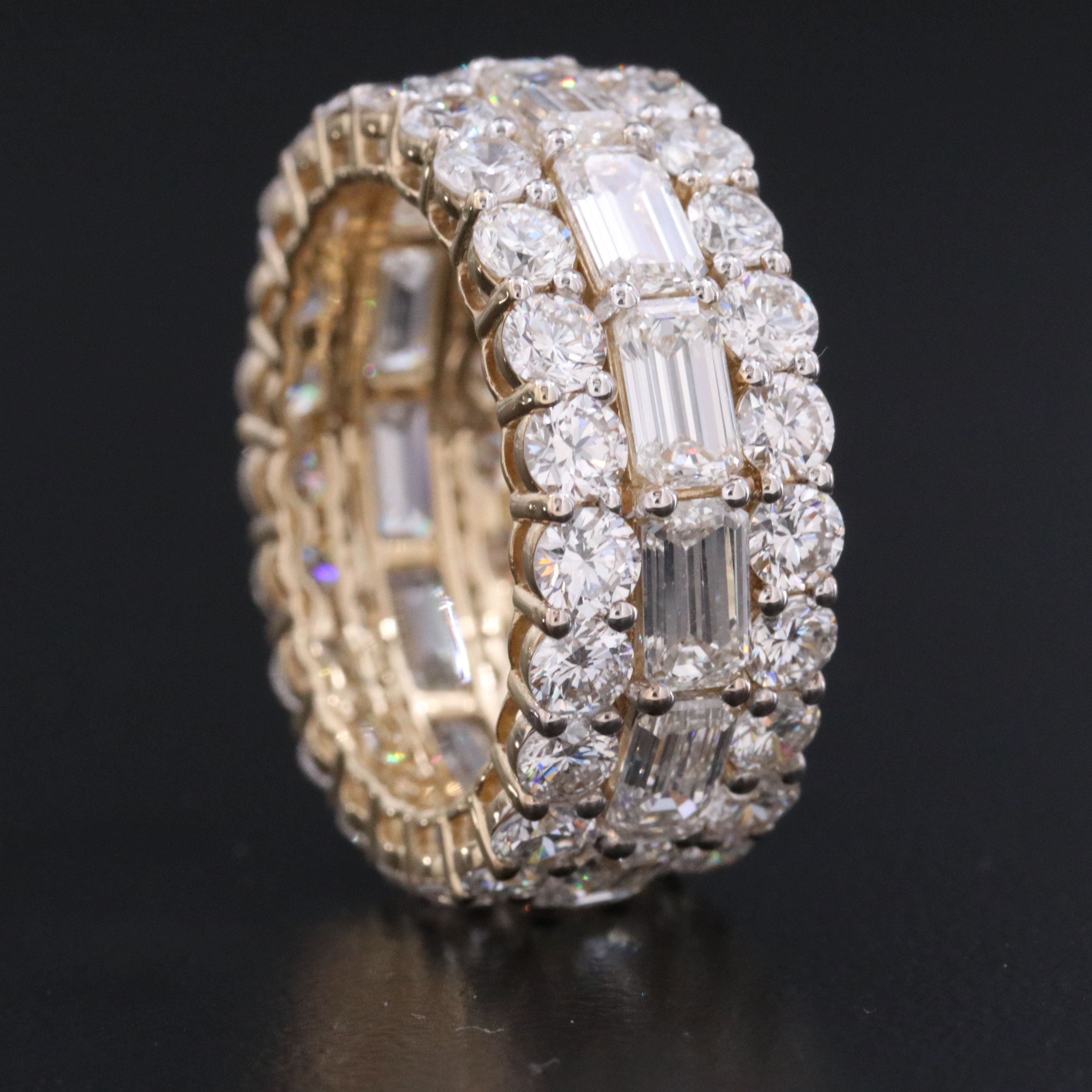 14K 8.76 CTW Lab Grown Diamond 3 Row Eternity Ring