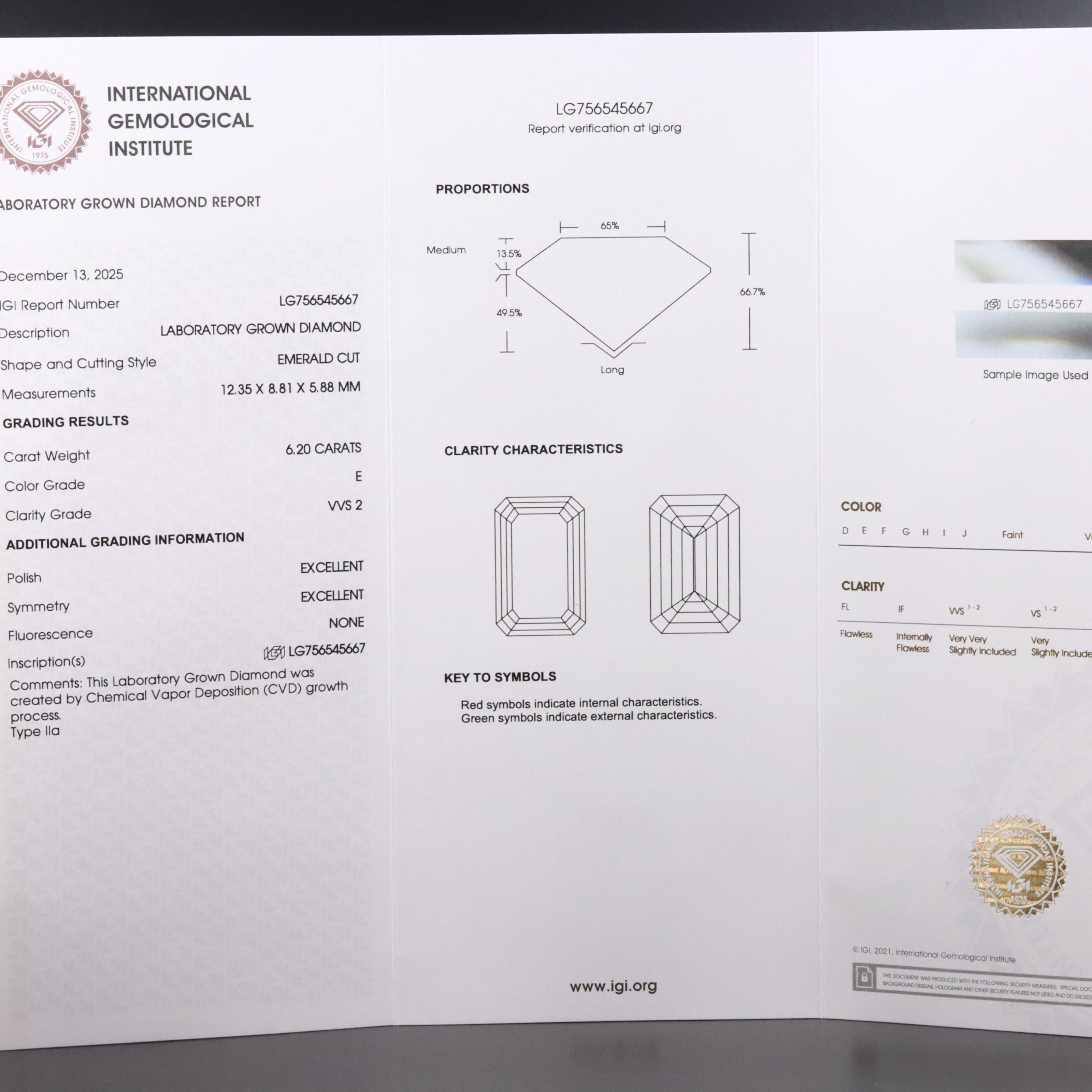 Platinum 7.28 CTW Lab Grown Diamond Ring with IGI Report