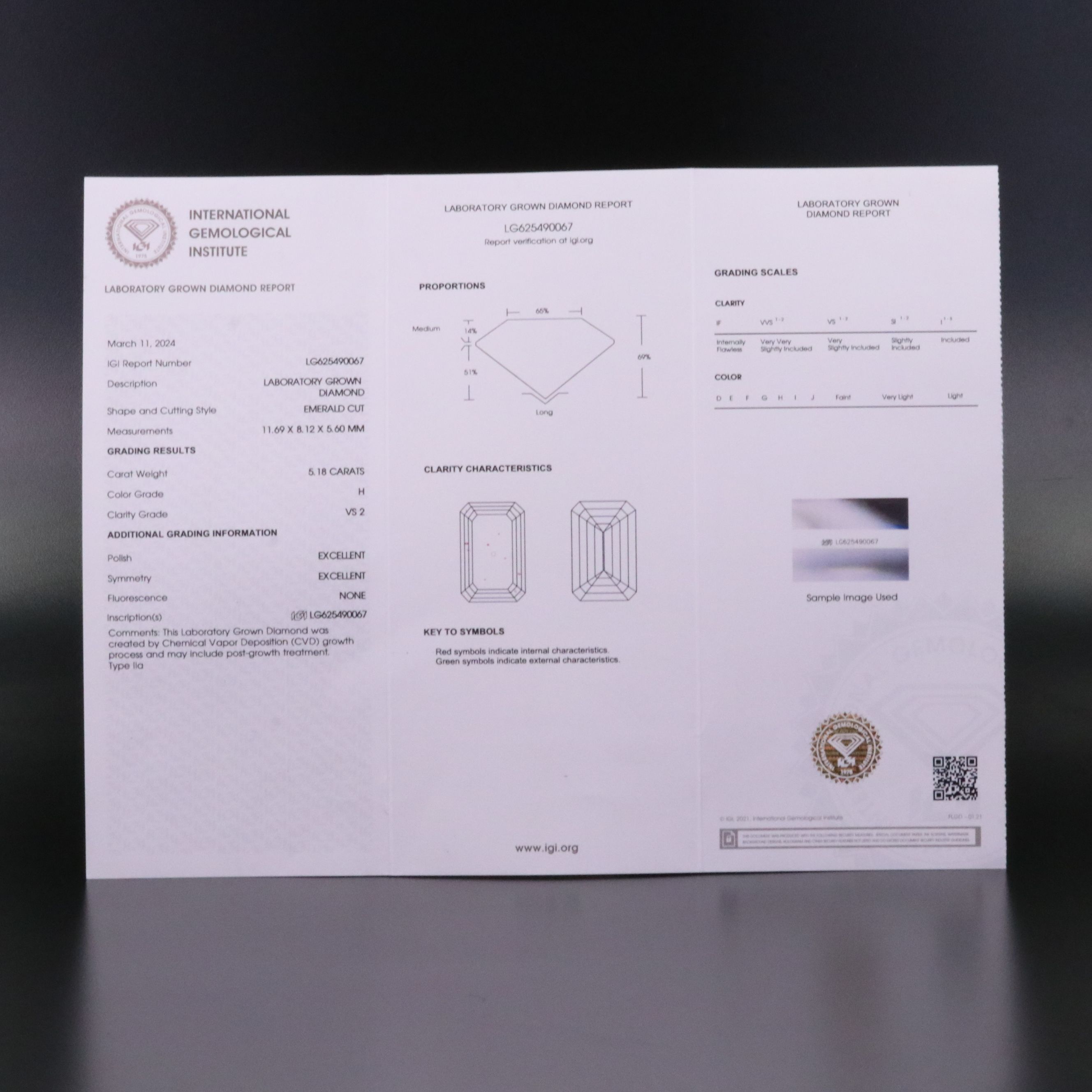 Loose 5.18 CT Lab Grown Diamond with IGI Report