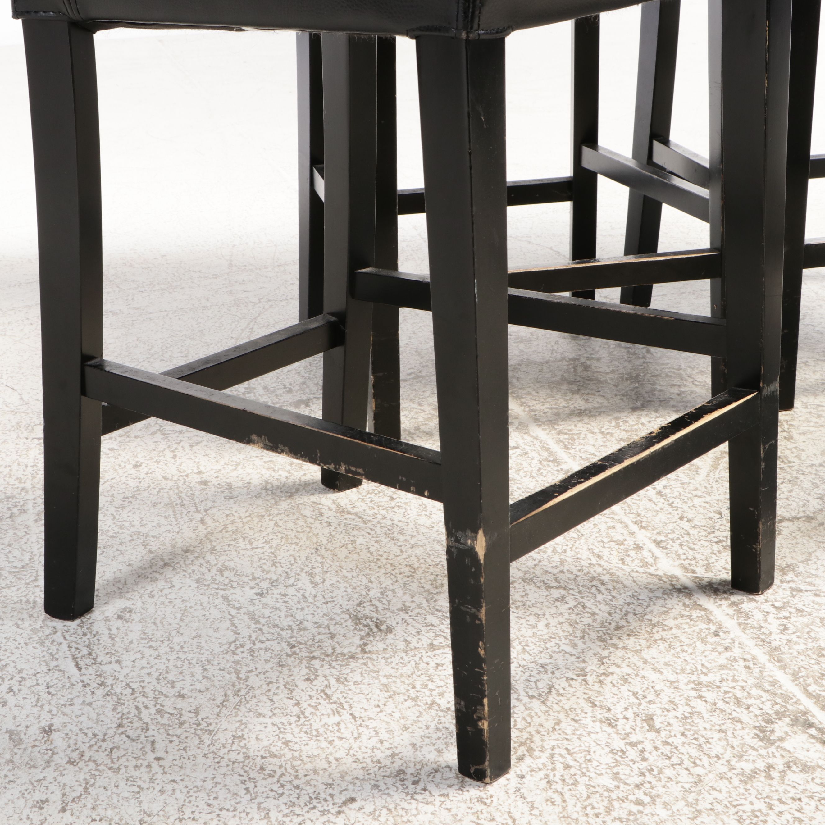 Set of Four Crate and Barrel Black Counter Stools