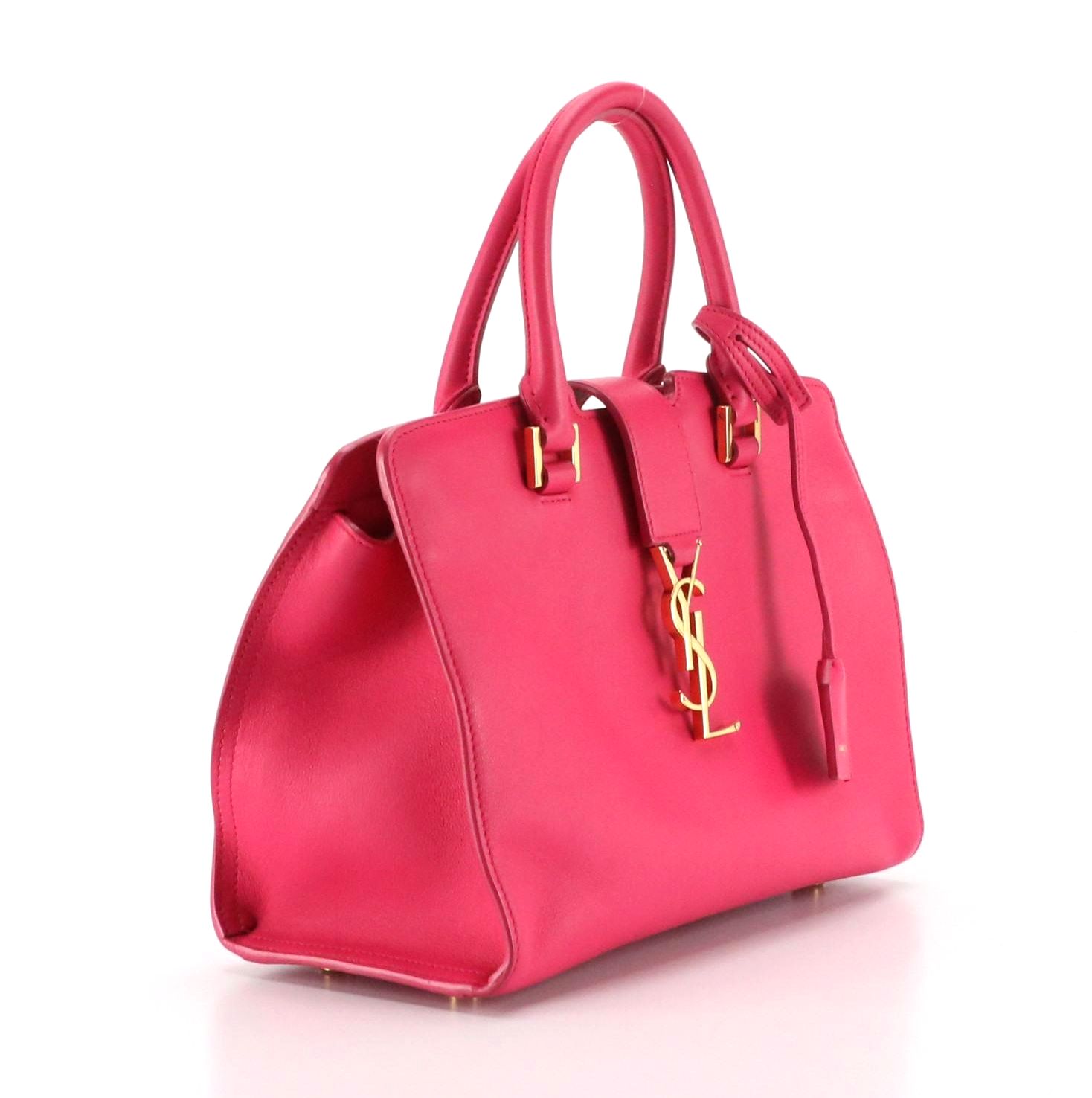 Saint Laurent YSL Sac Cabas Two-Way Bag in Hot Pink Calfskin Leather