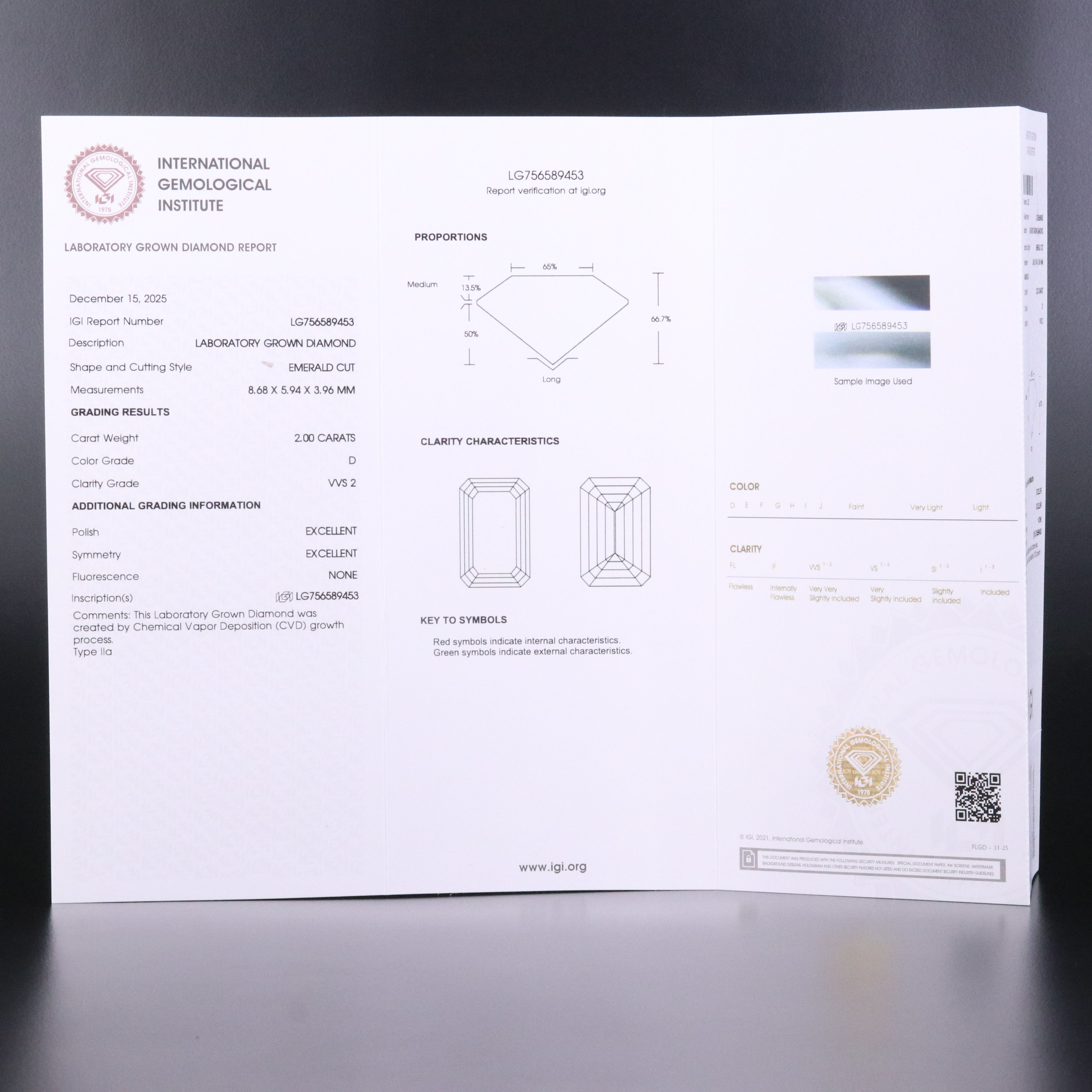 Platinum 2.00 CT Lab Grown Diamond Ring with IGI Report