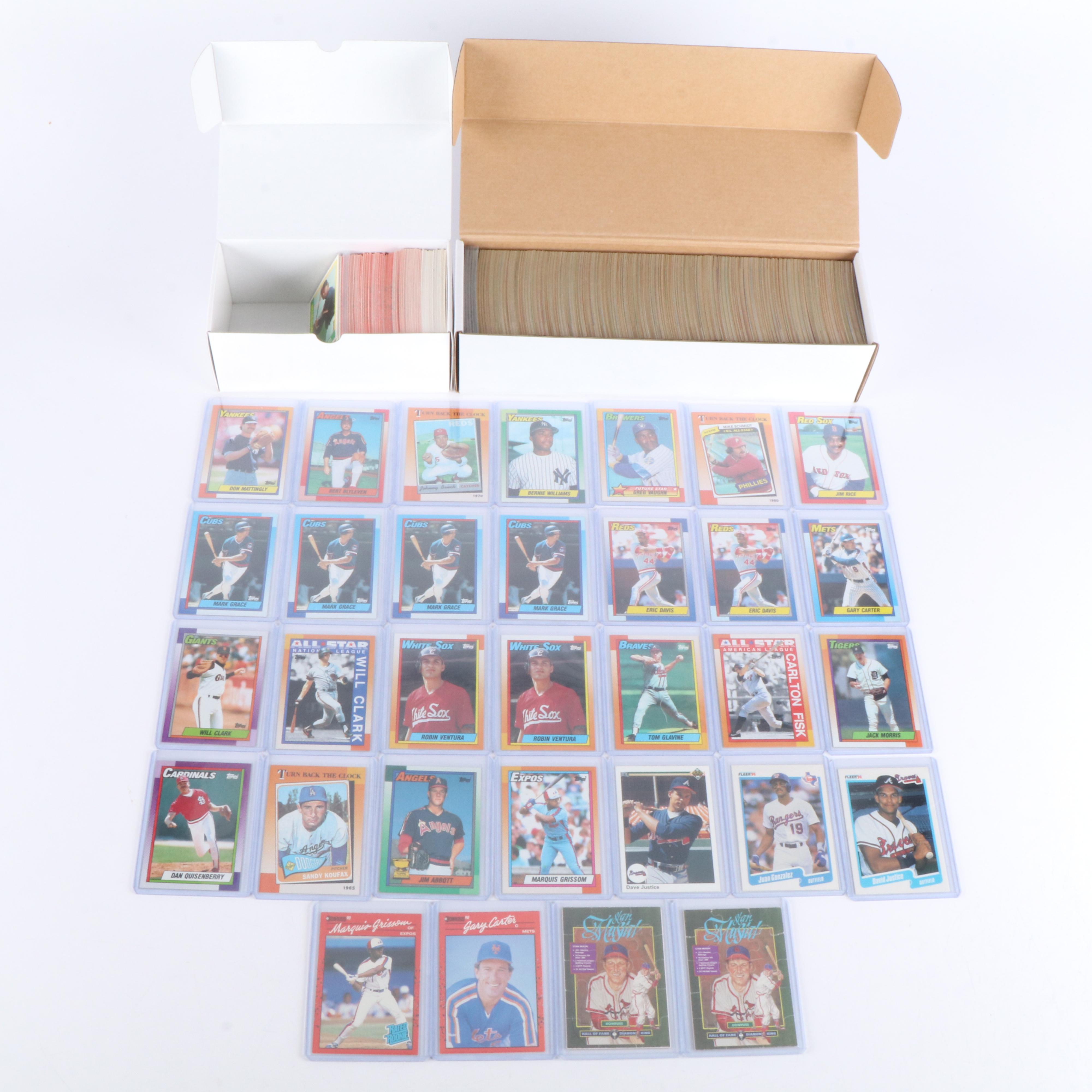 Topps with Other Baseball Cards Featuring Johnny Bench and Sandy Koufax, 1990