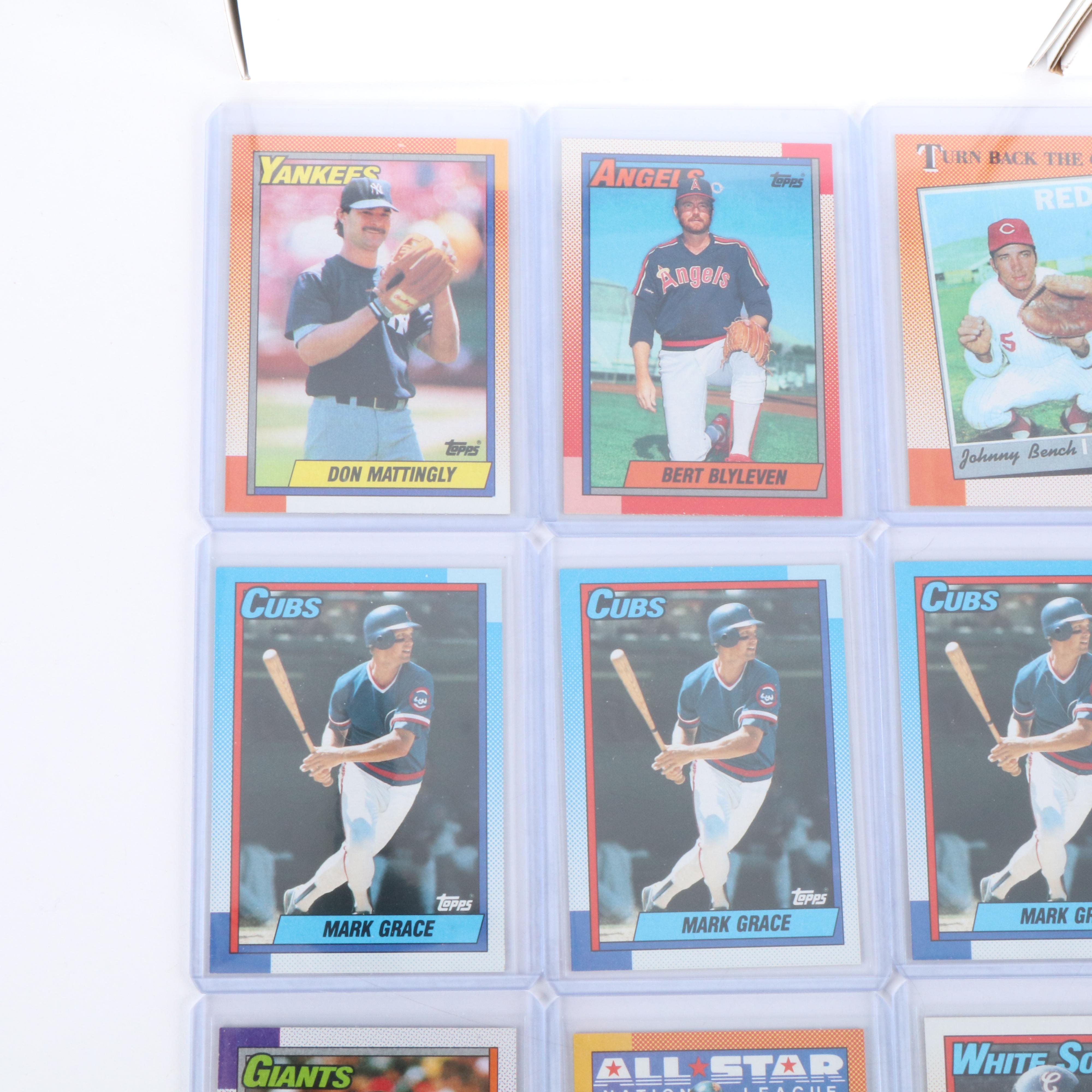 Topps with Other Baseball Cards Featuring Johnny Bench and Sandy Koufax, 1990