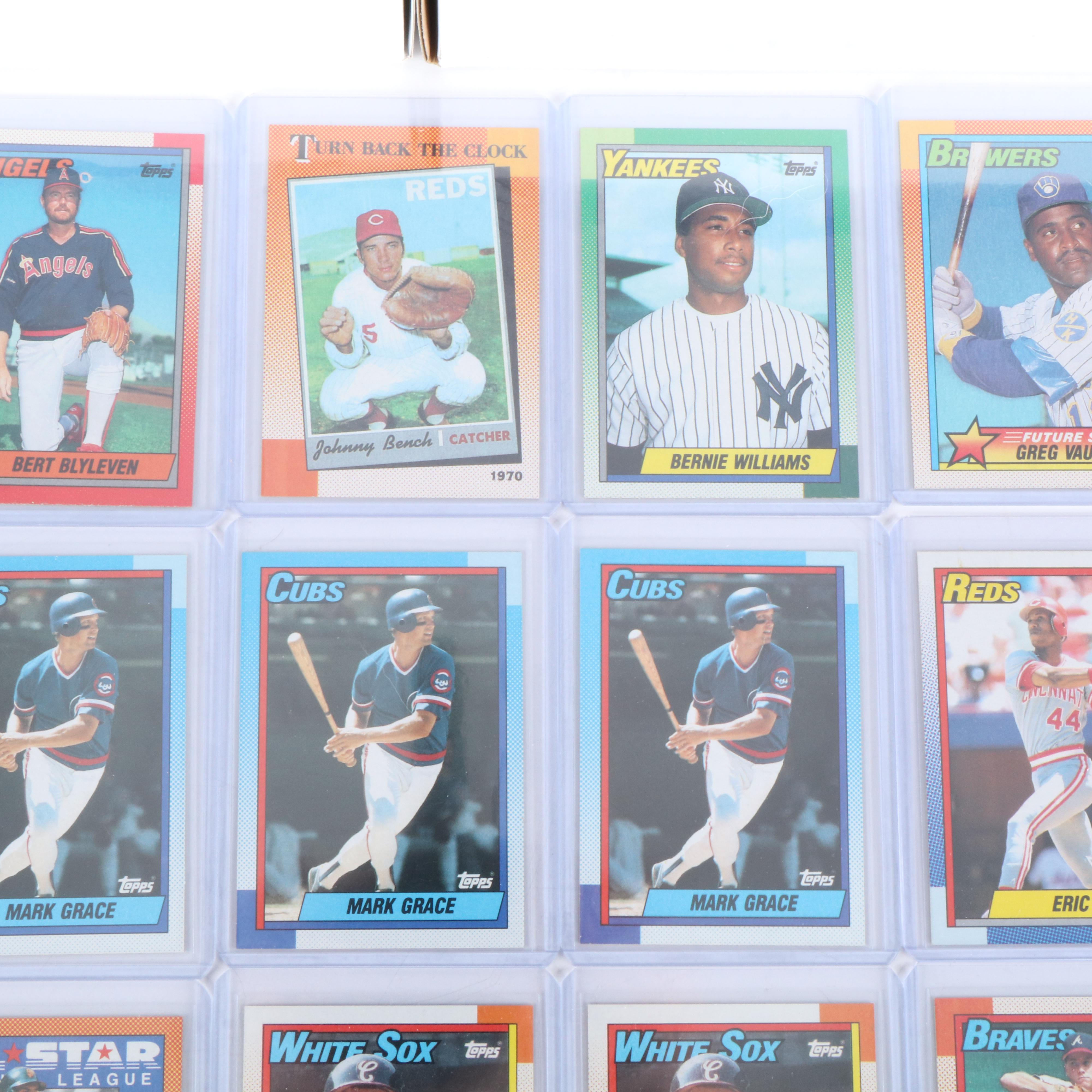 Topps with Other Baseball Cards Featuring Johnny Bench and Sandy Koufax, 1990