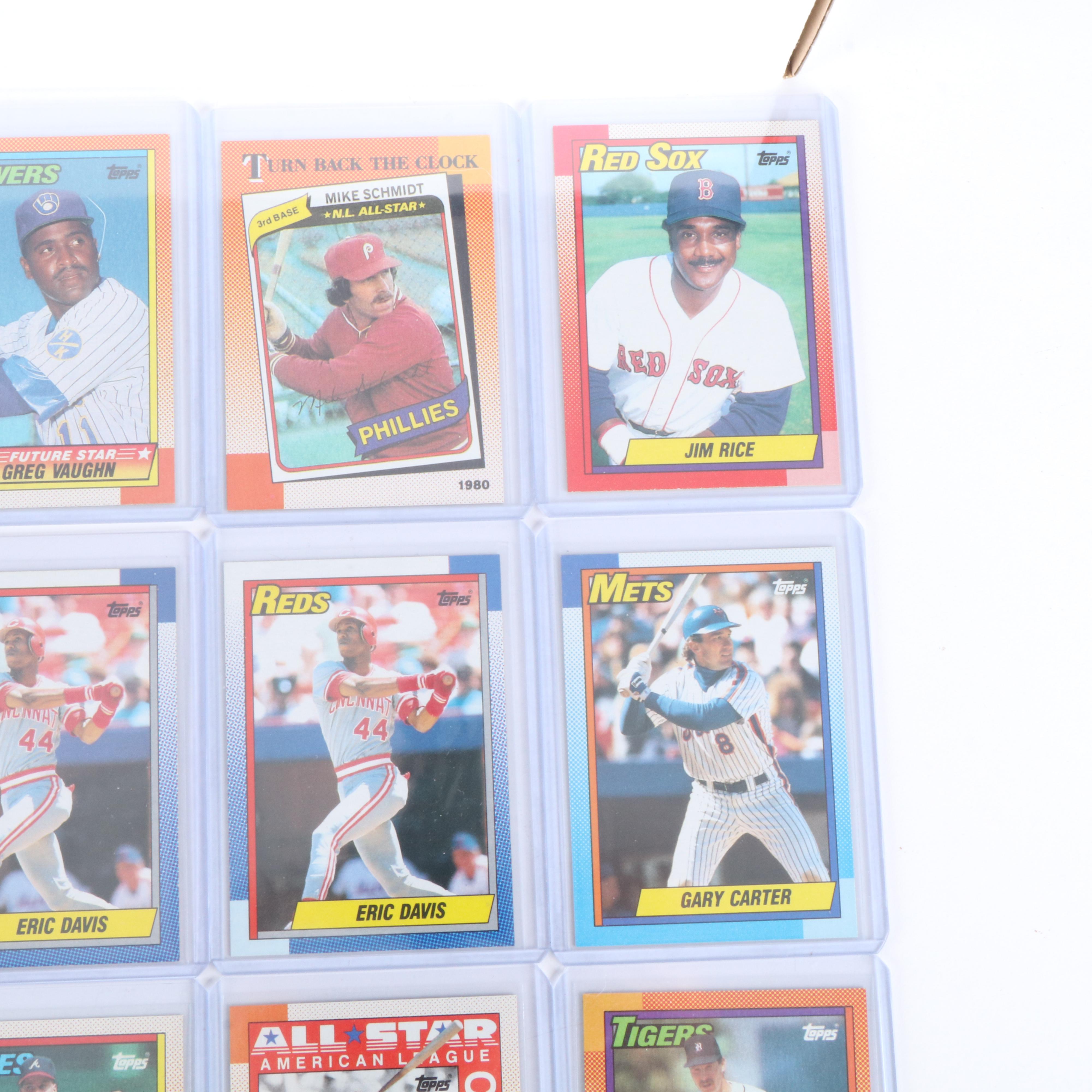 Topps with Other Baseball Cards Featuring Johnny Bench and Sandy Koufax, 1990