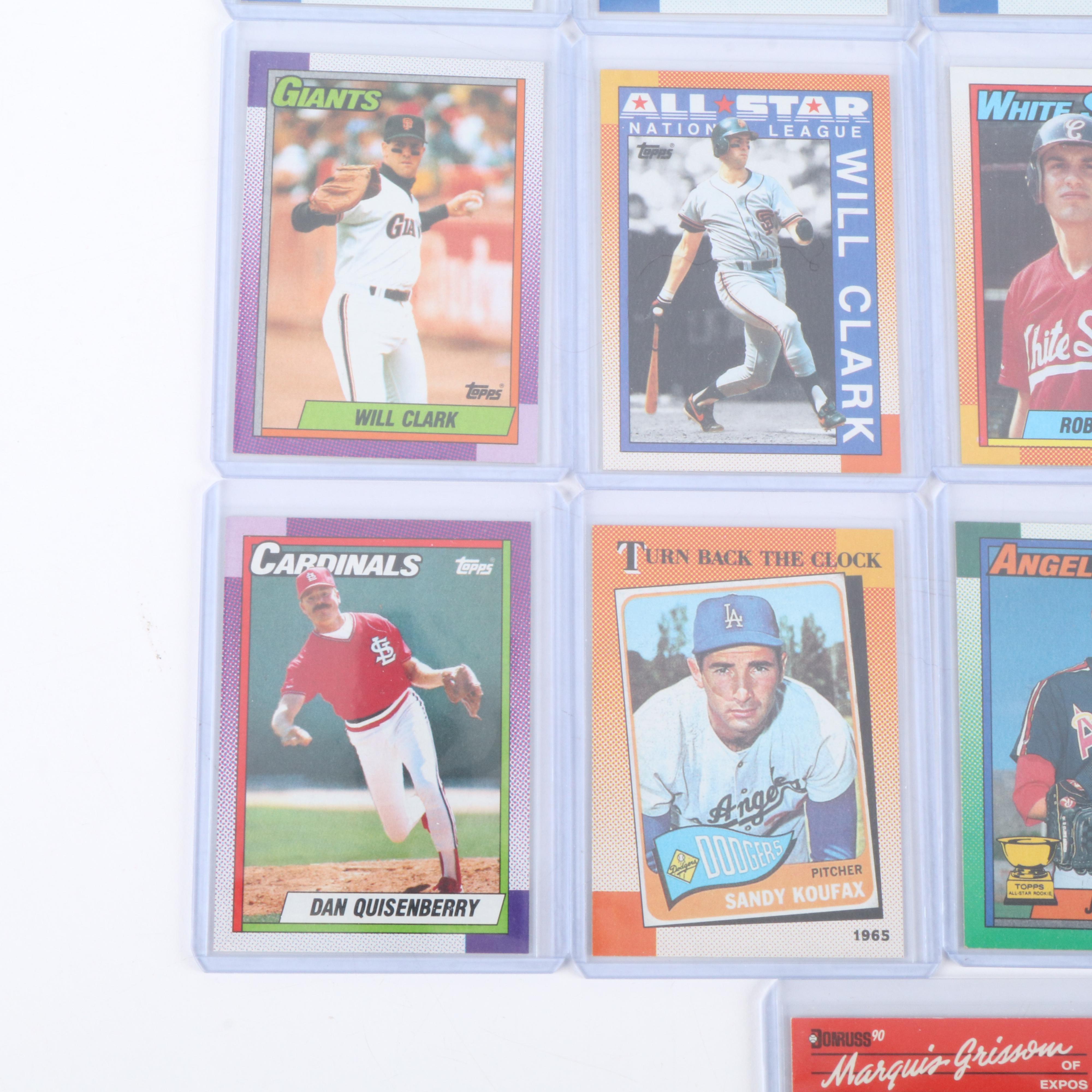 Topps with Other Baseball Cards Featuring Johnny Bench and Sandy Koufax, 1990