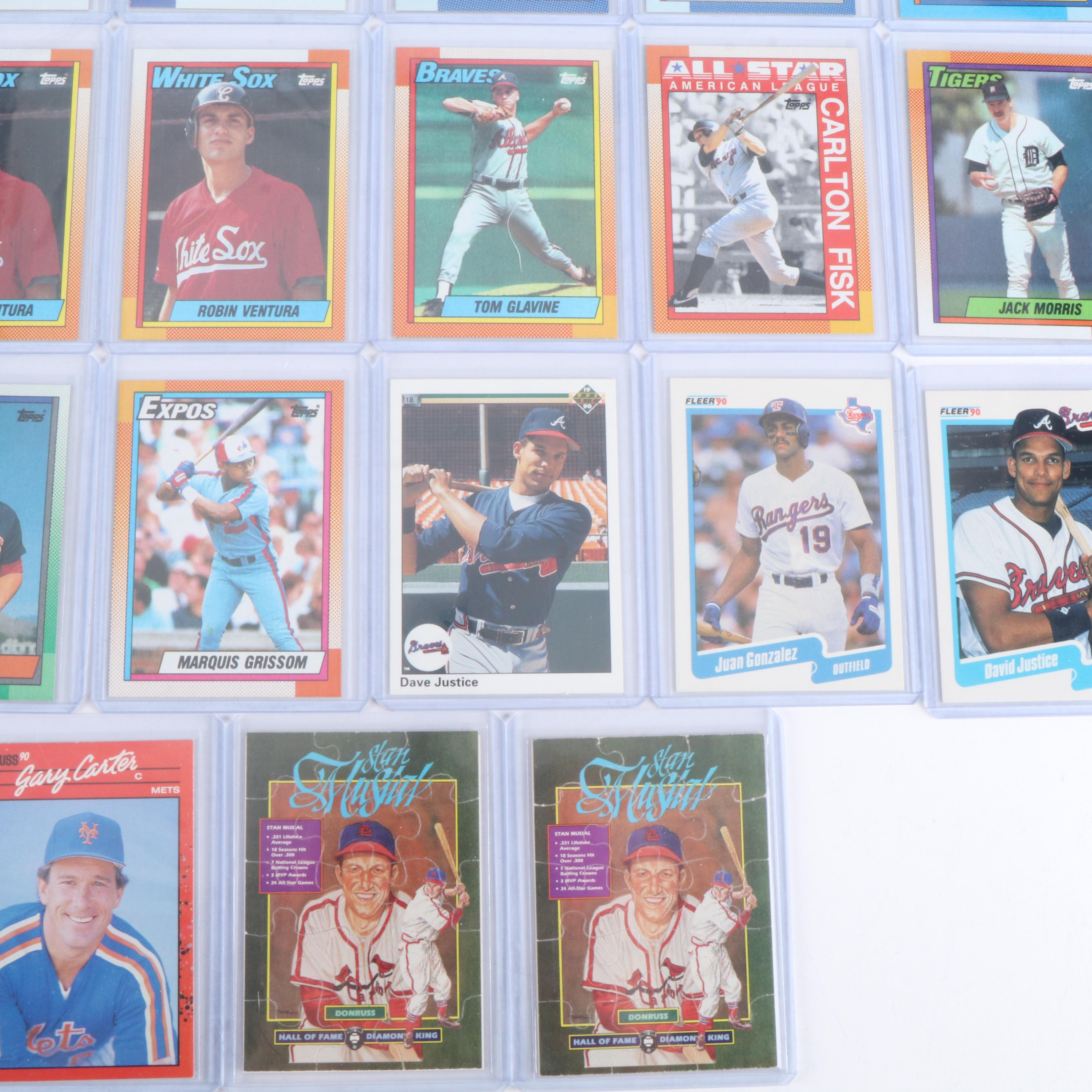 Topps with Other Baseball Cards Featuring Johnny Bench and Sandy Koufax, 1990