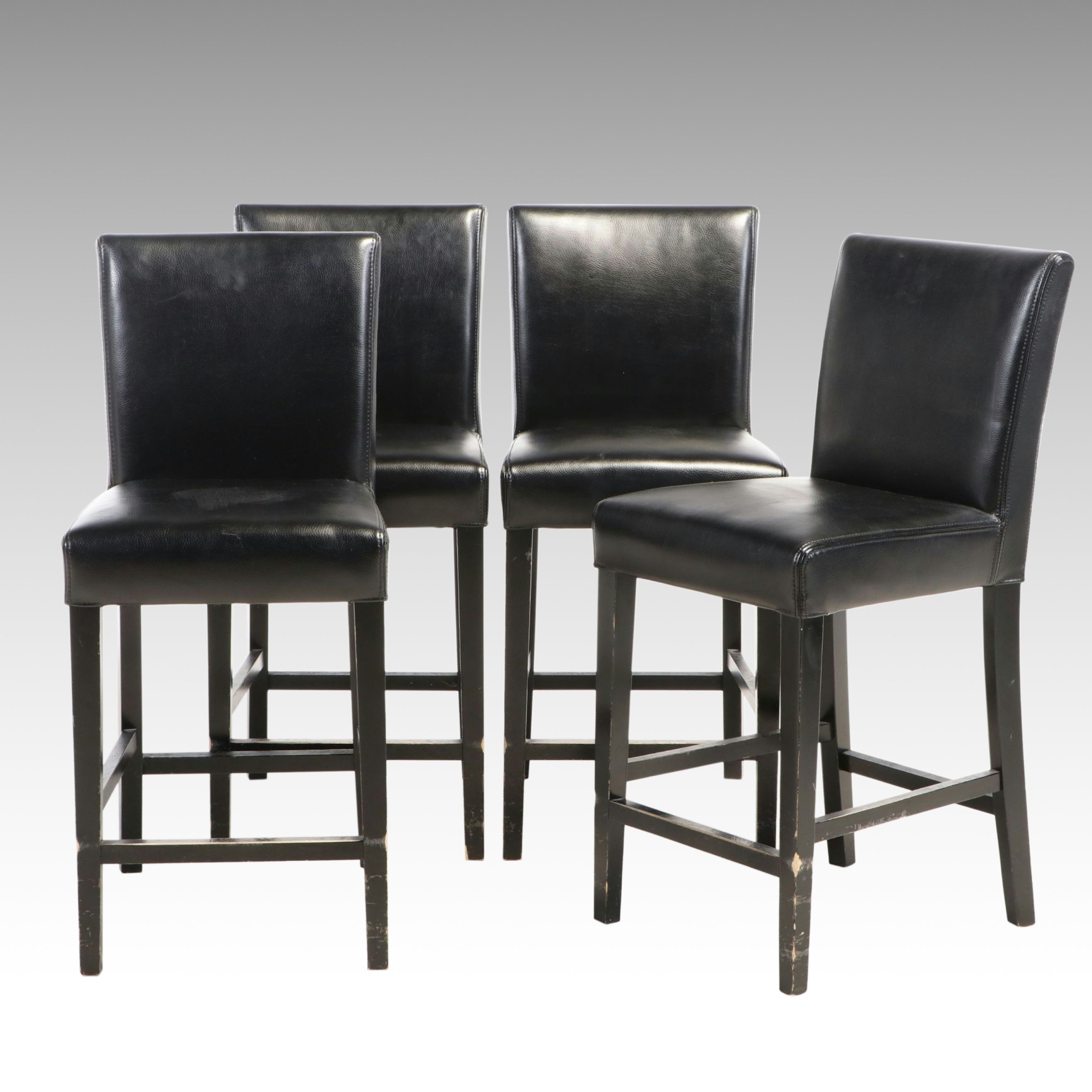 Set of Four Crate and Barrel Black Counter Stools