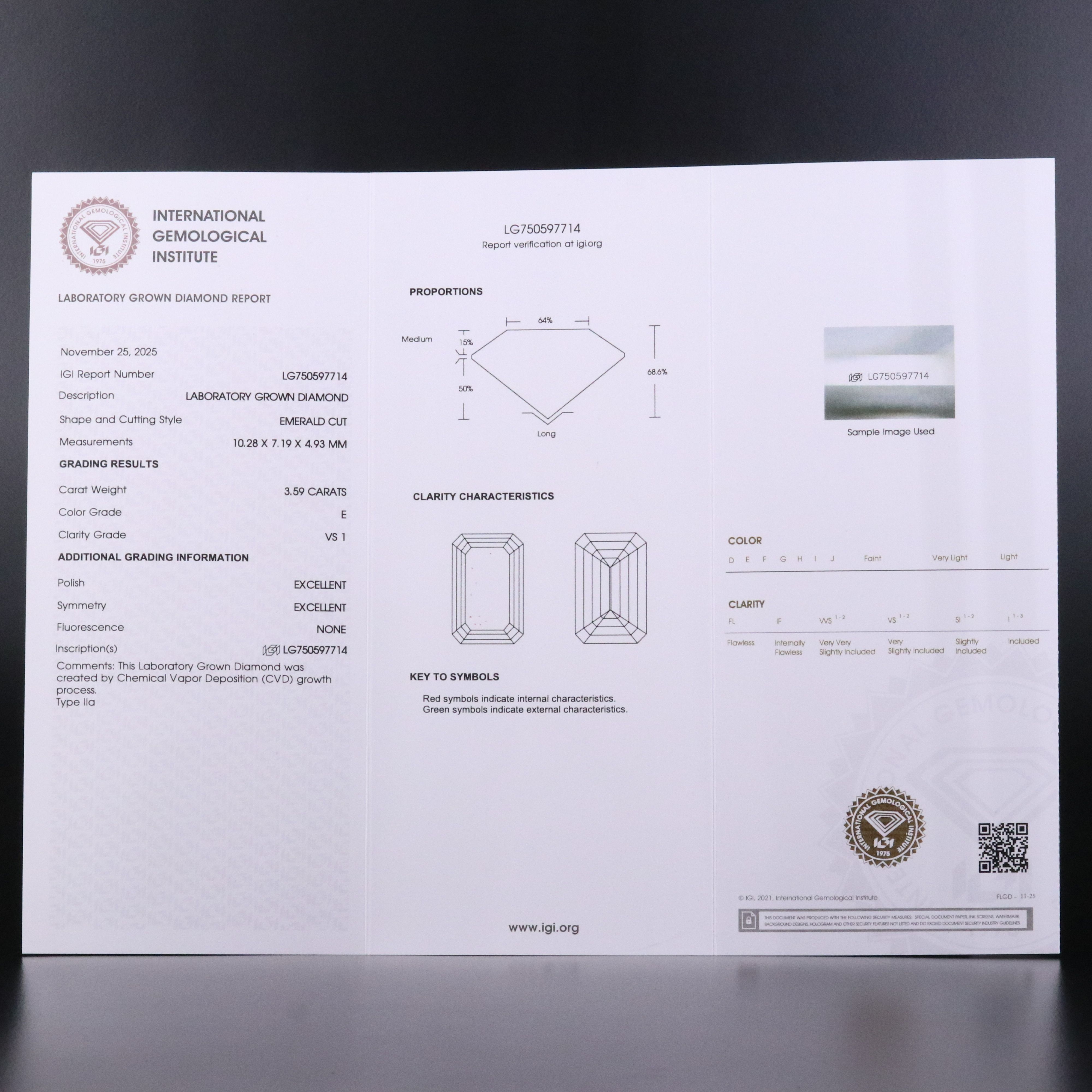 Platinum 3.59 CT Lab Grown Diamond Ring with IGI Report