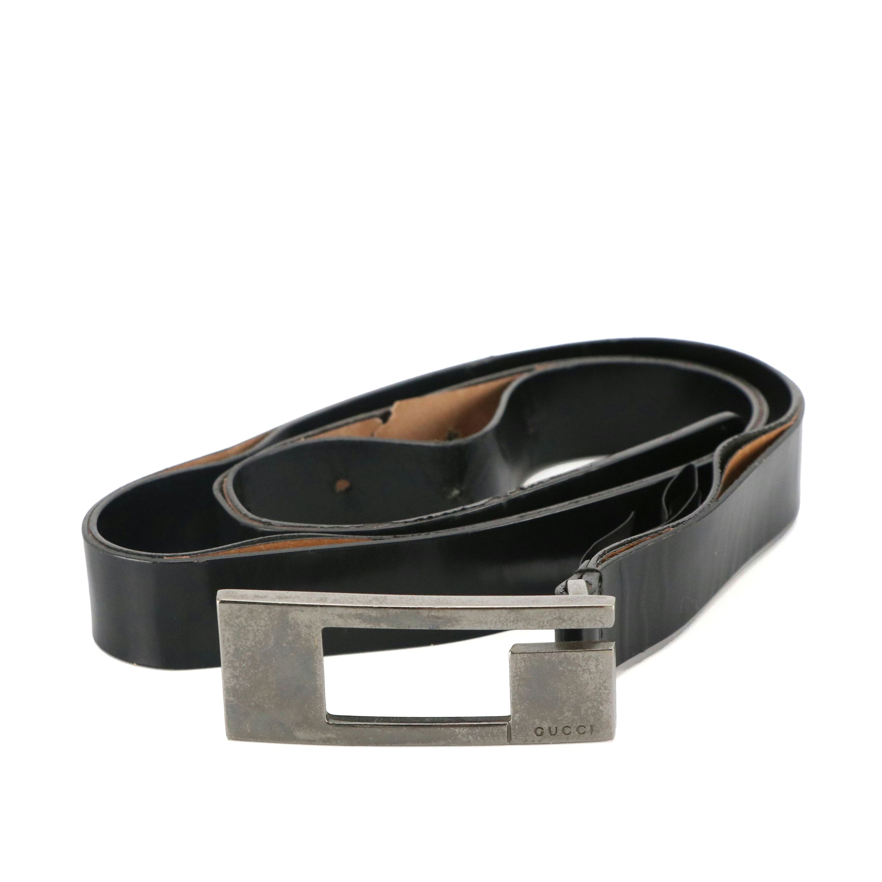 Gucci Shiny Black Leather Belt