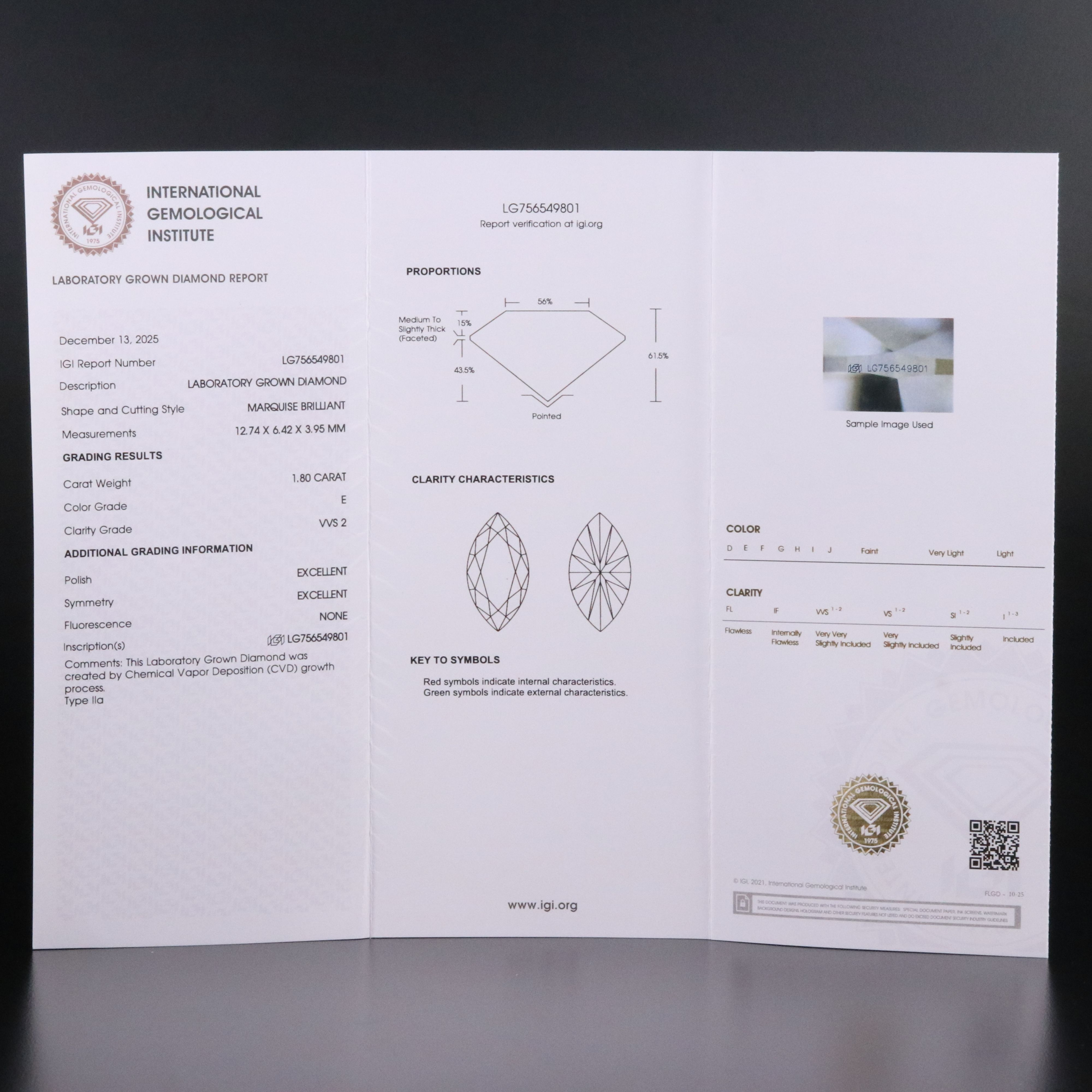 18K 1.80 CT Lab Grown Diamond Solitaire Ring with IGI Report