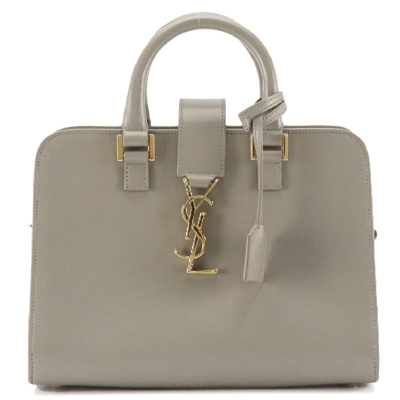 Saint Laurent Small Cabas Chyc Two-Way Bag in Gray Calfskin Leather