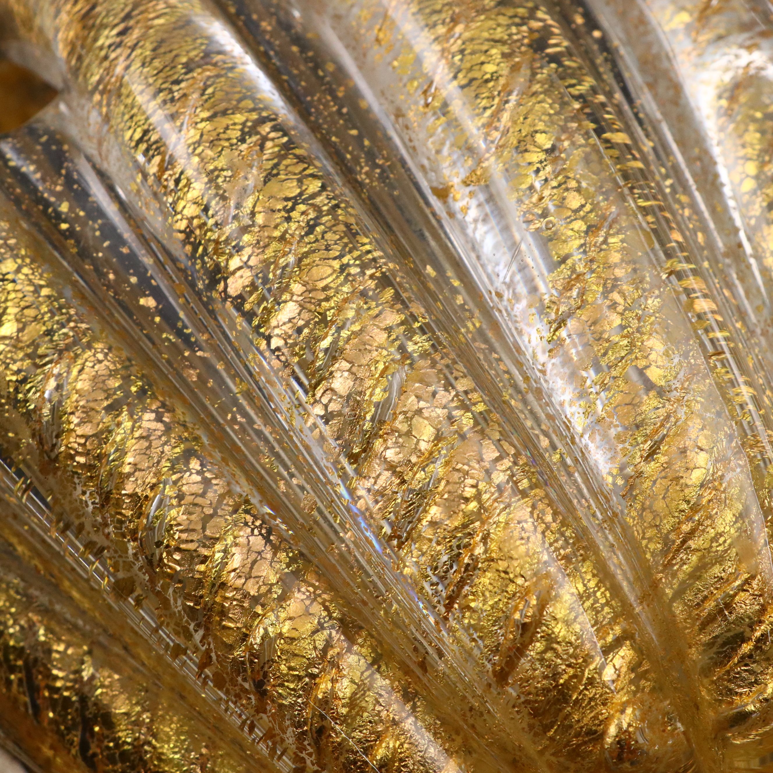 Barovier & Toso Handblown Cordonato d'Oro Murano Art Glass Finger Vase