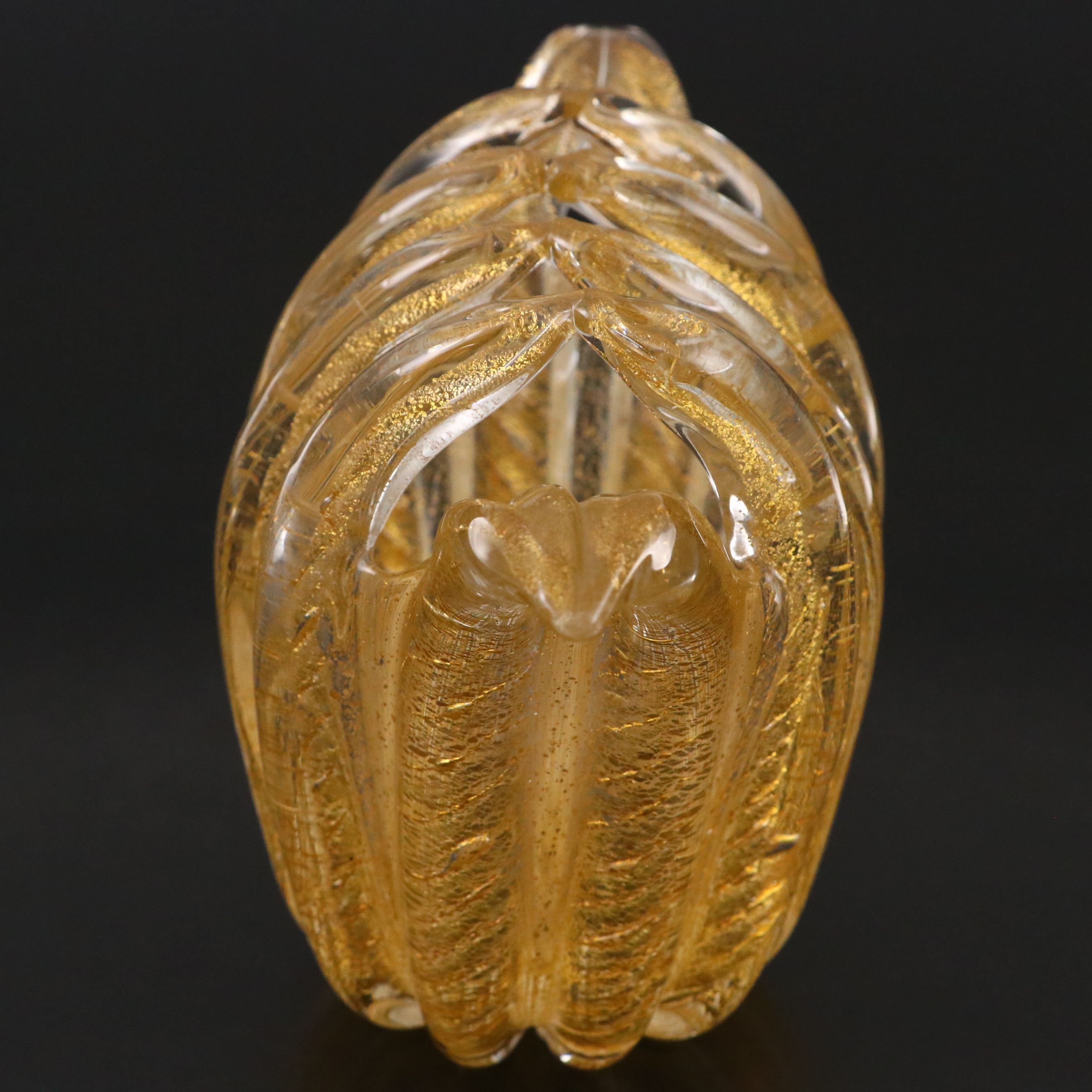 Barovier & Toso Handblown Cordonato d'Oro Murano Art Glass Finger Vase