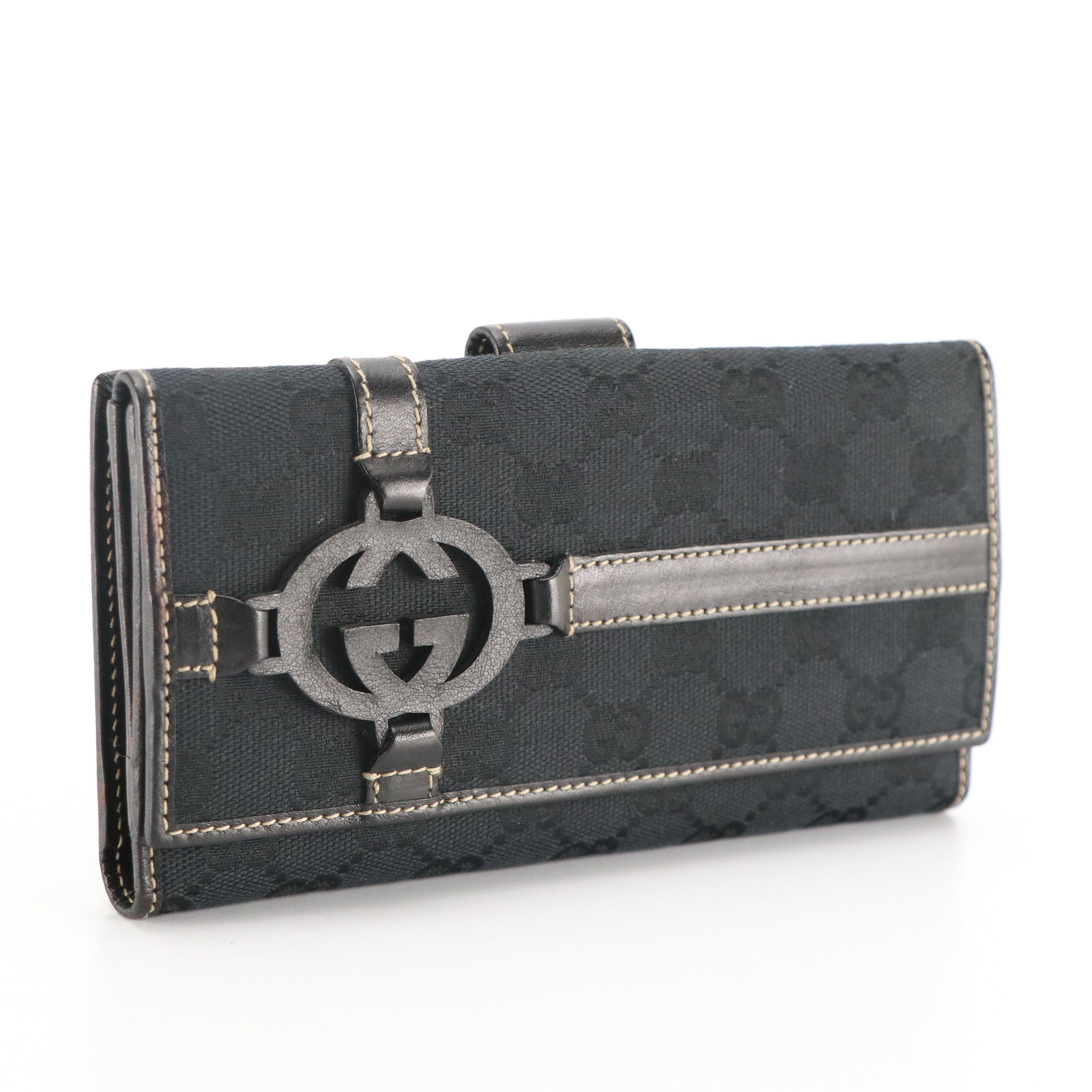 Gucci Continental Flap Wallet in GG Canvas with Leather Trim