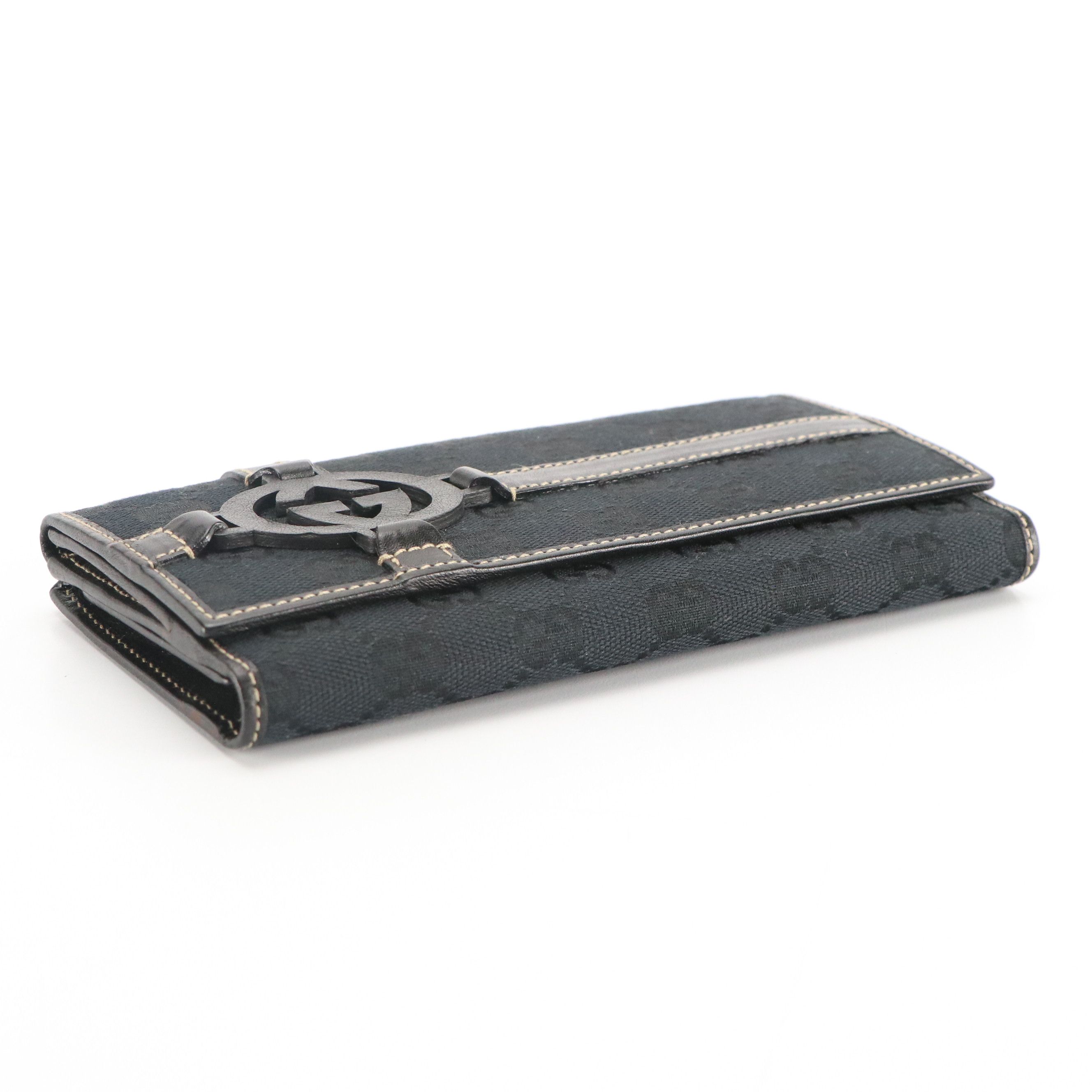 Gucci Continental Flap Wallet in GG Canvas with Leather Trim