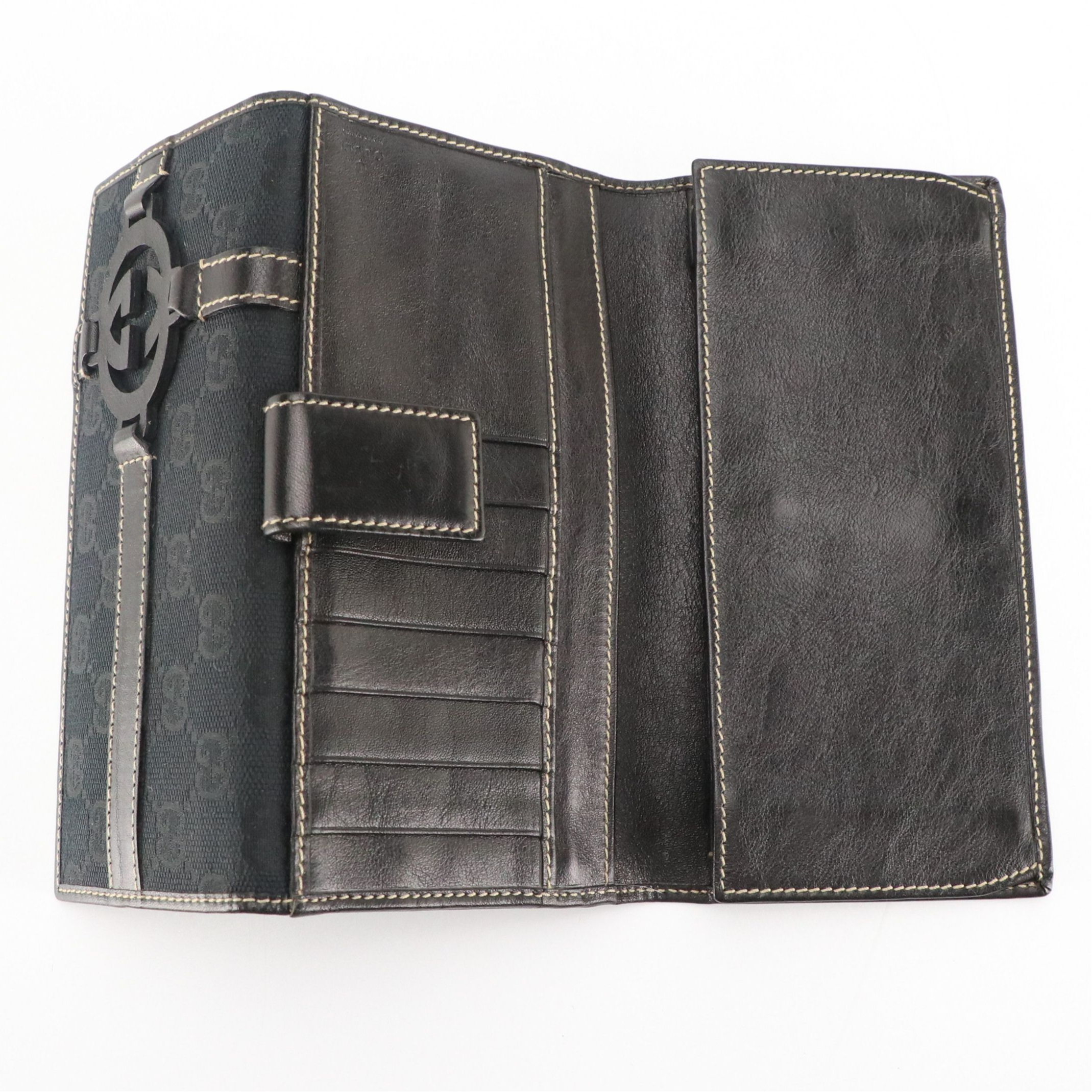 Gucci Continental Flap Wallet in GG Canvas with Leather Trim