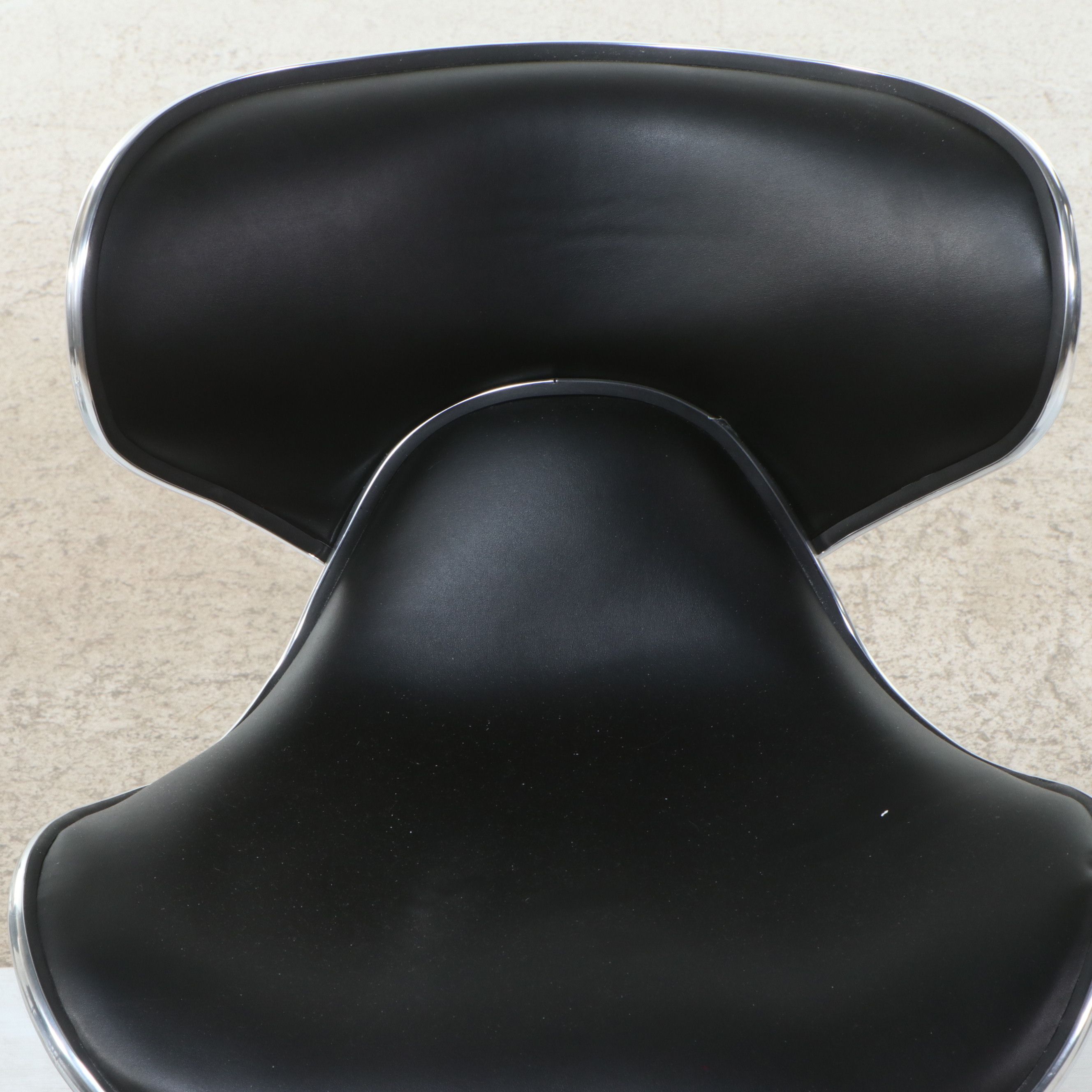 Pair of AYC Group Chrome and Black Vinyl Butterfly Salon Stools