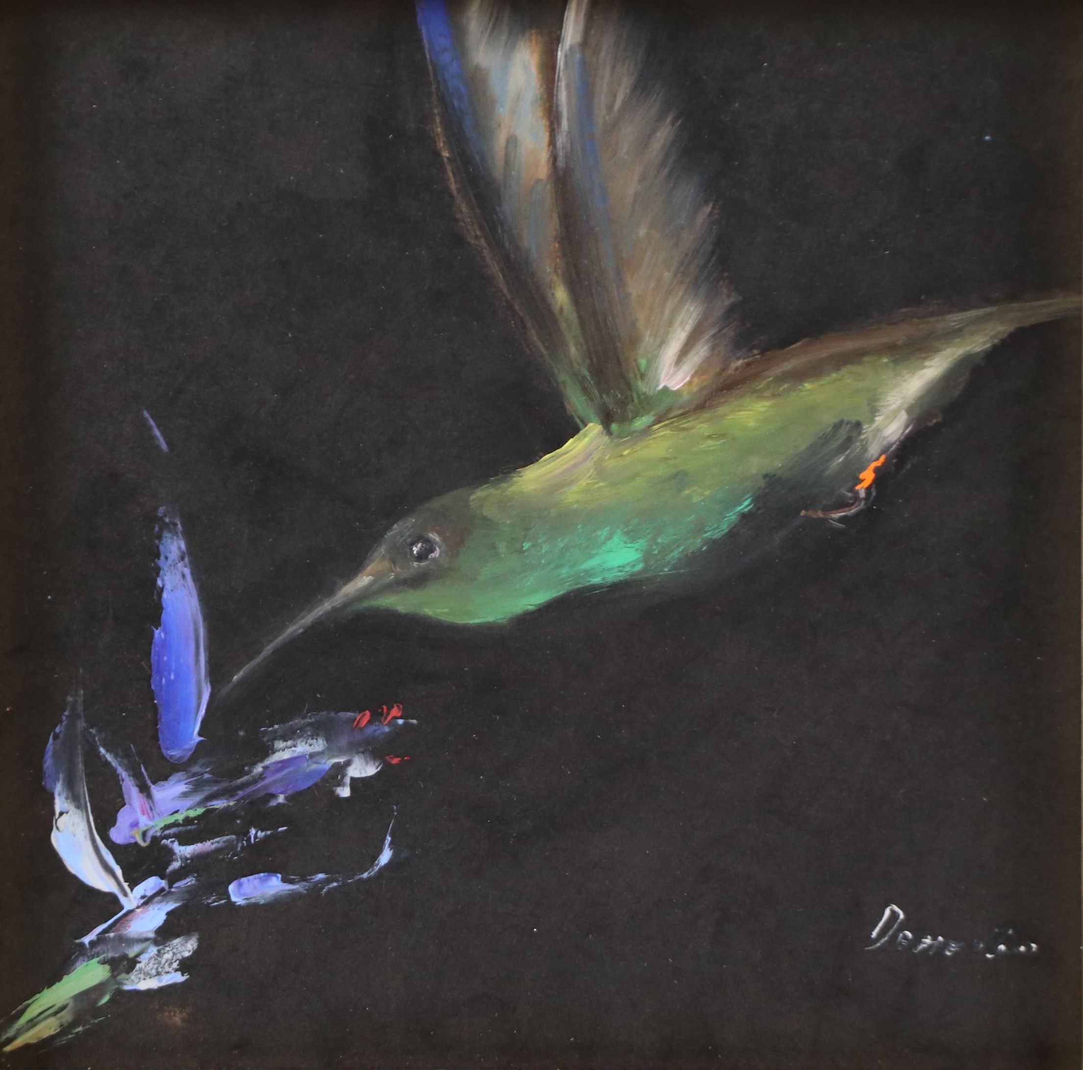Natalia Demenko Oil Painting of Hummingbird