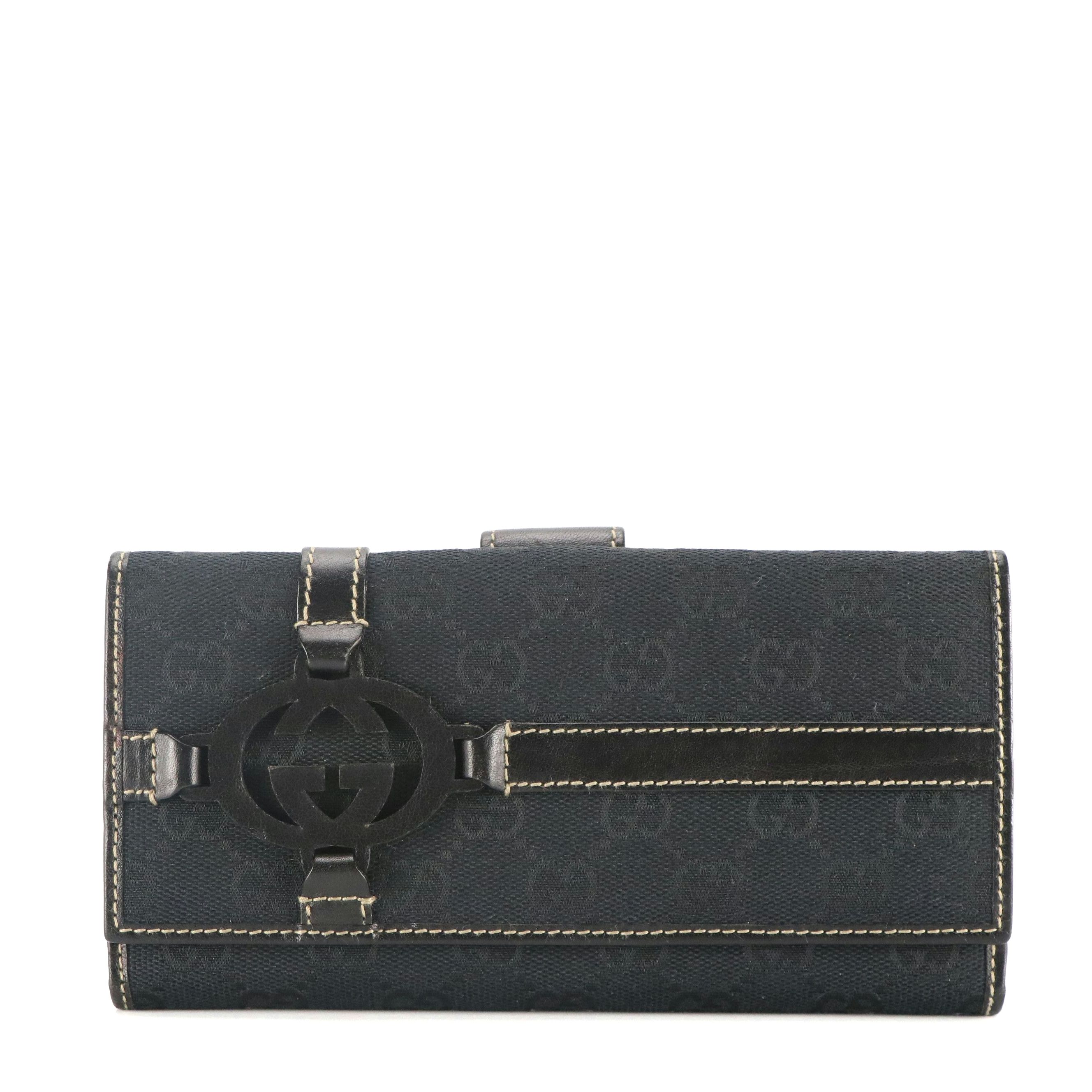 Gucci Continental Flap Wallet in GG Canvas with Leather Trim