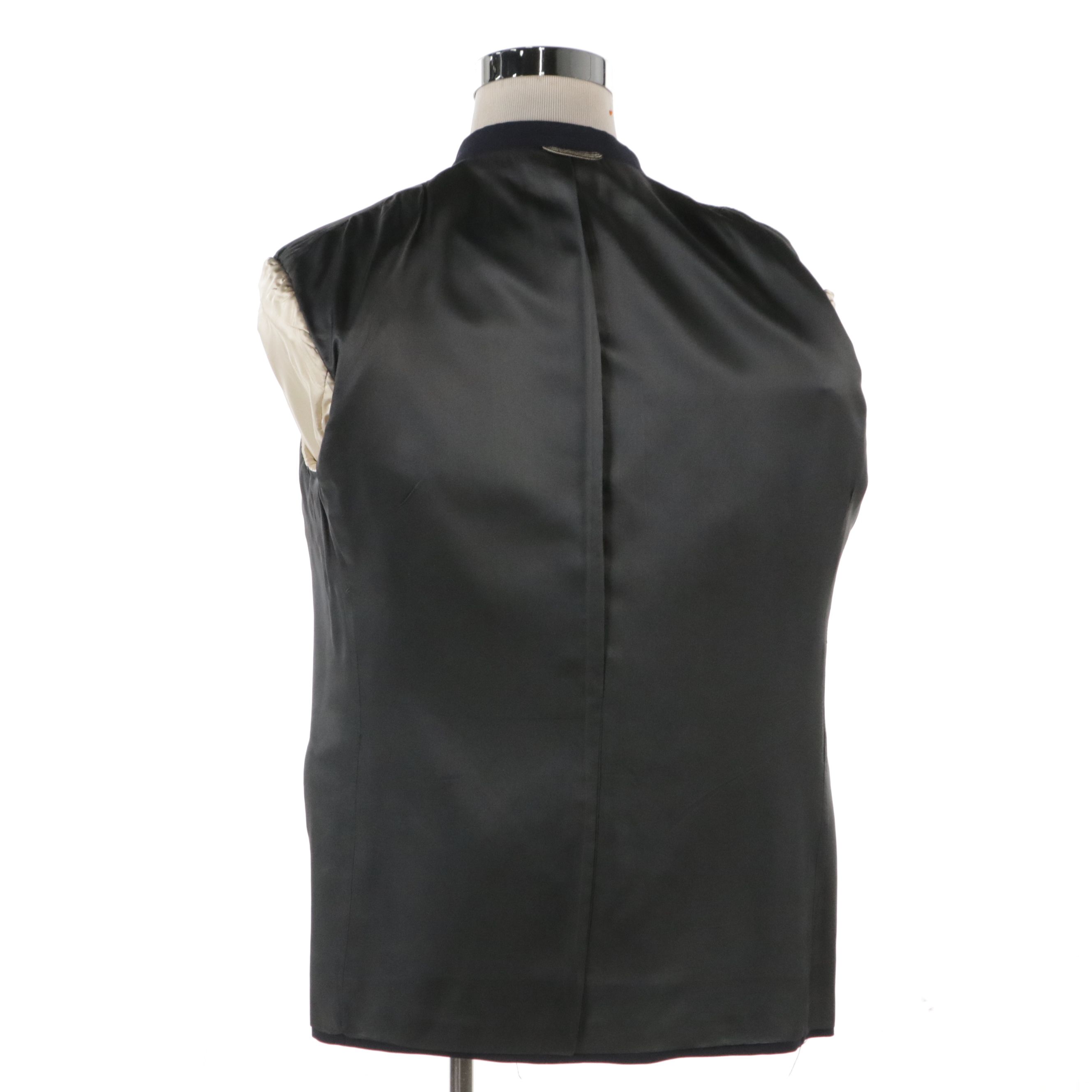 Men's Christian Dior Navy Blue Wool Double-Breasted Blazer with Crest Buttons