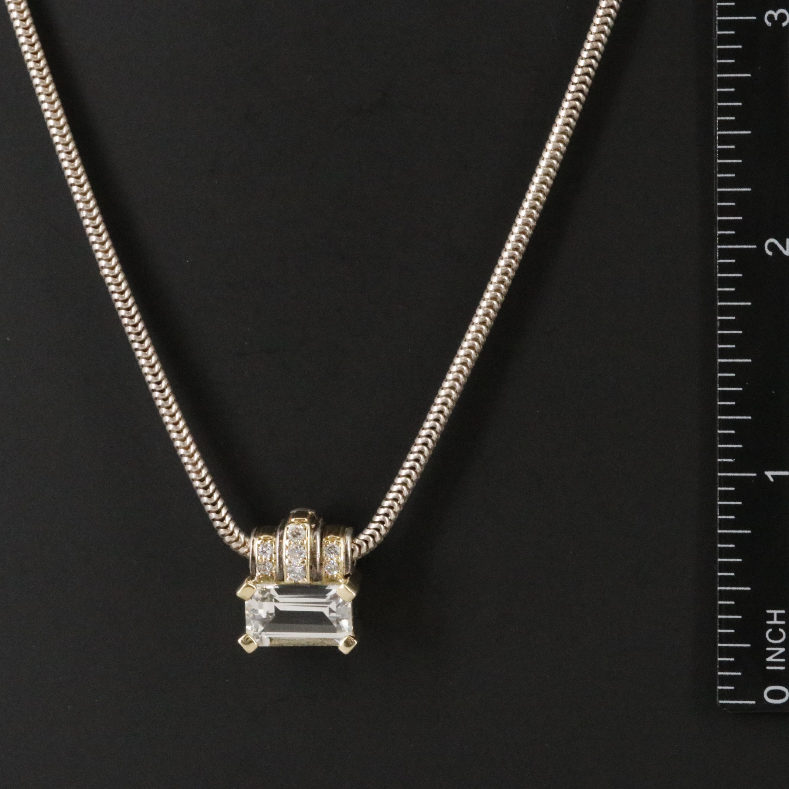 Caviar Sterling, 18K, White Sapphire and Diamond Necklace