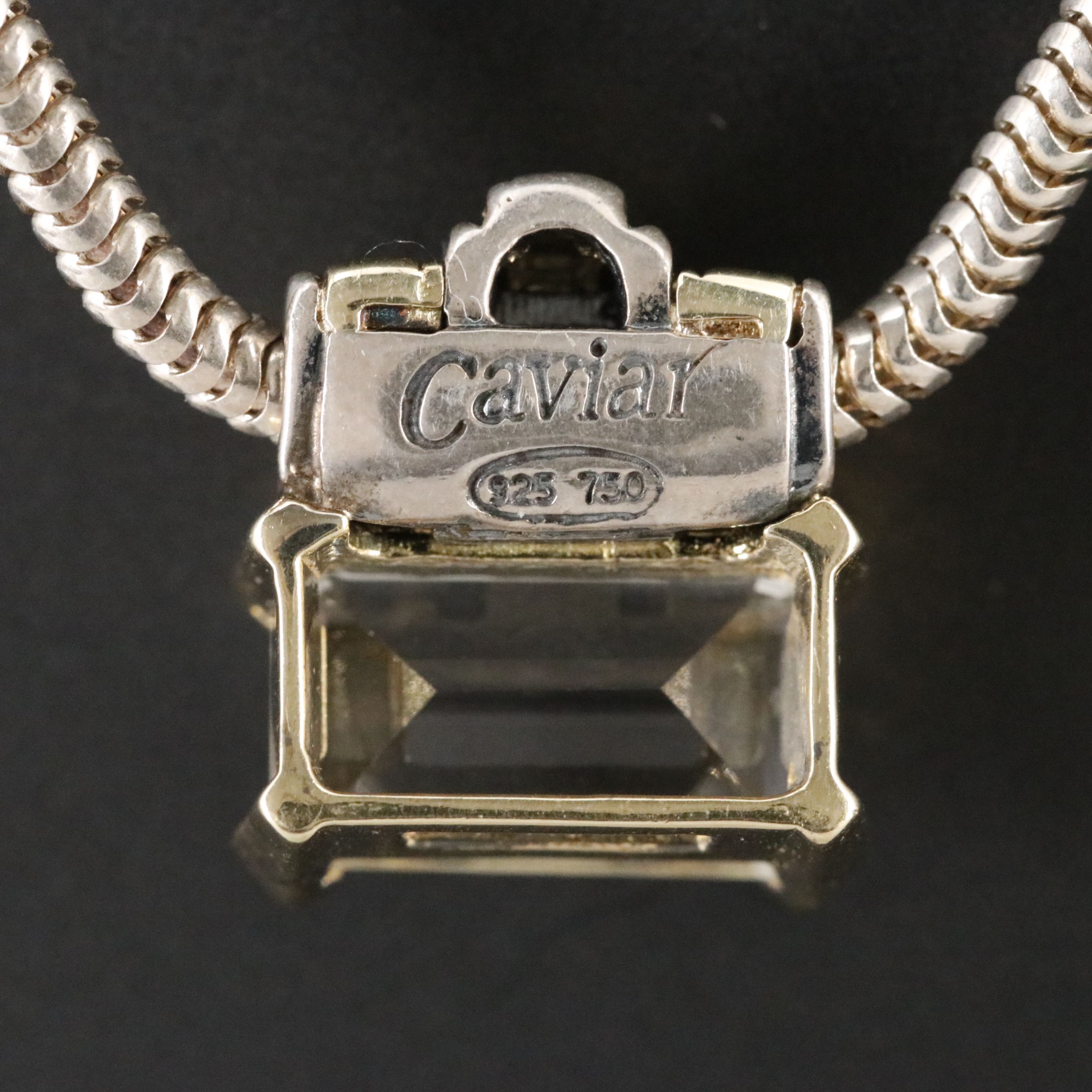 Caviar Sterling, 18K, White Sapphire and Diamond Necklace